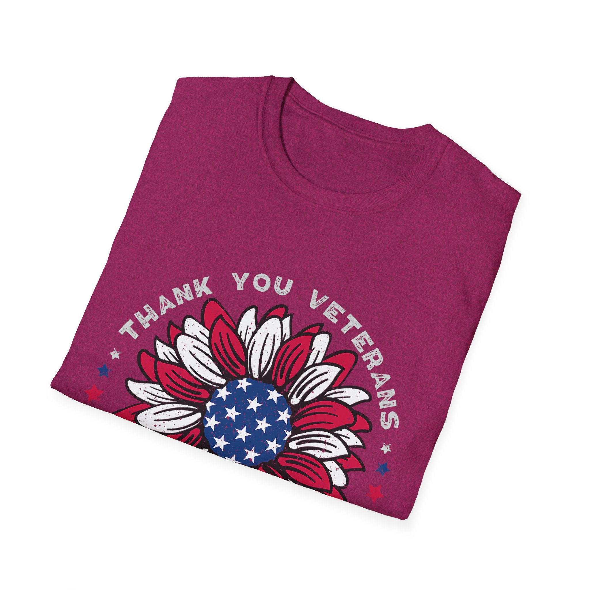 American Flag Sunflower Thank You Veterans T-Shirt | Patriotic Memorial Day Tee