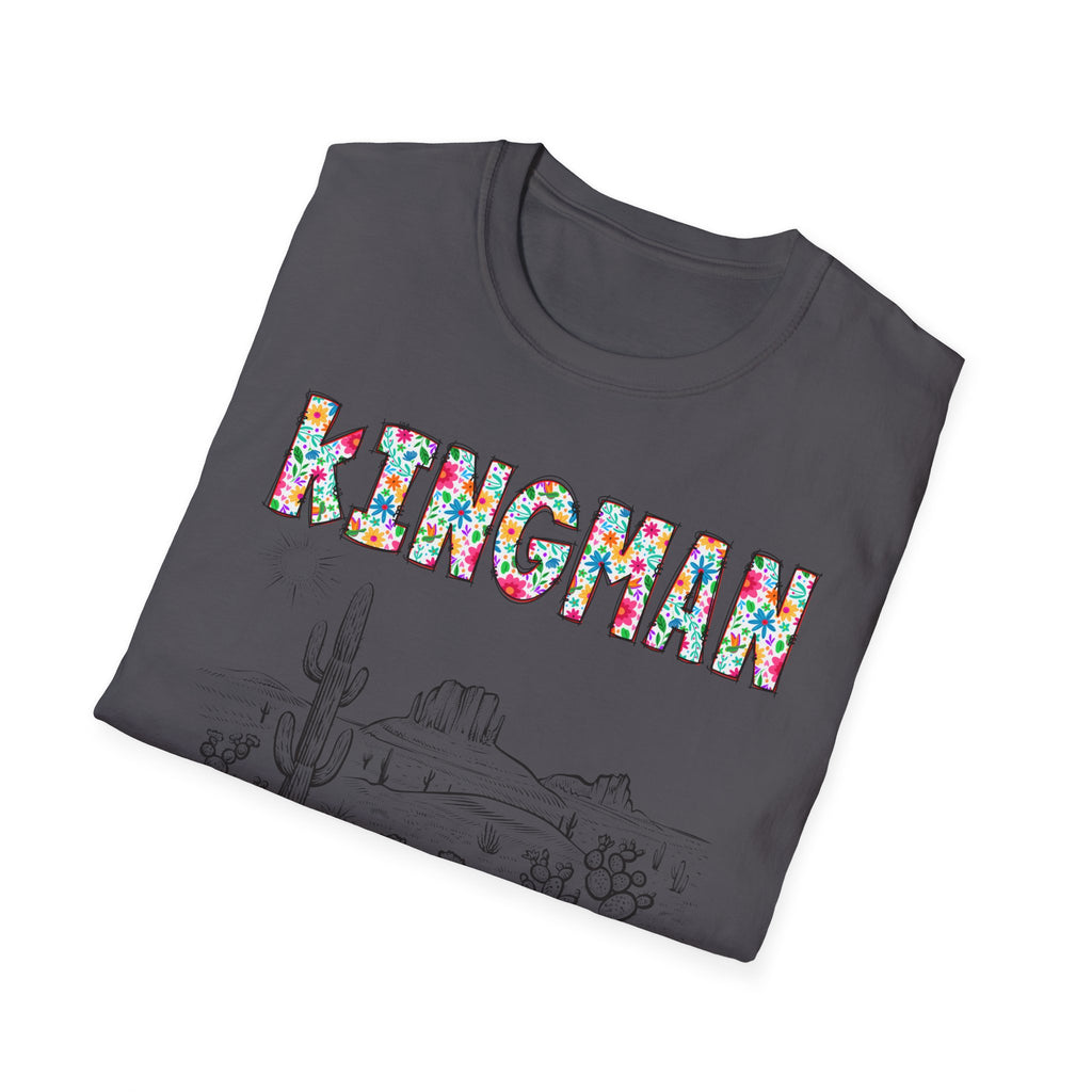 Kingman Arizona Colorful Mens Womans Unisex T-Shirt, Casual Wear, Travel Souvenir, Gift for Nature Lovers, Vacation Tee