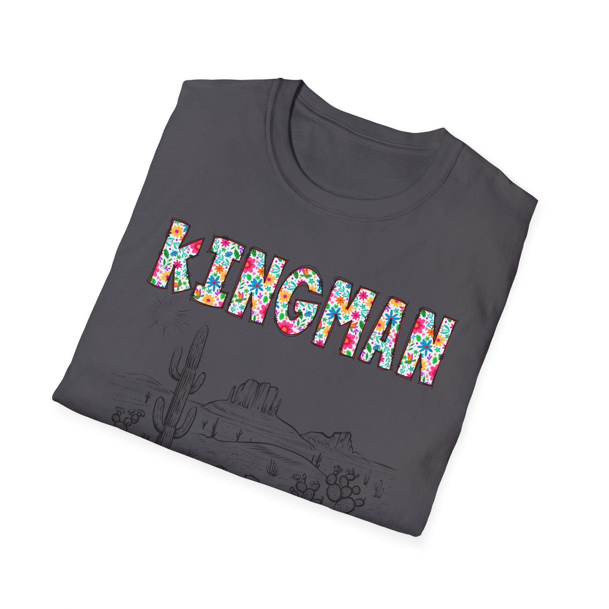 Kingman Arizona Colorful Mens Womans Unisex T-Shirt, Casual Wear, Travel Souvenir, Gift for Nature Lovers, Vacation Tee