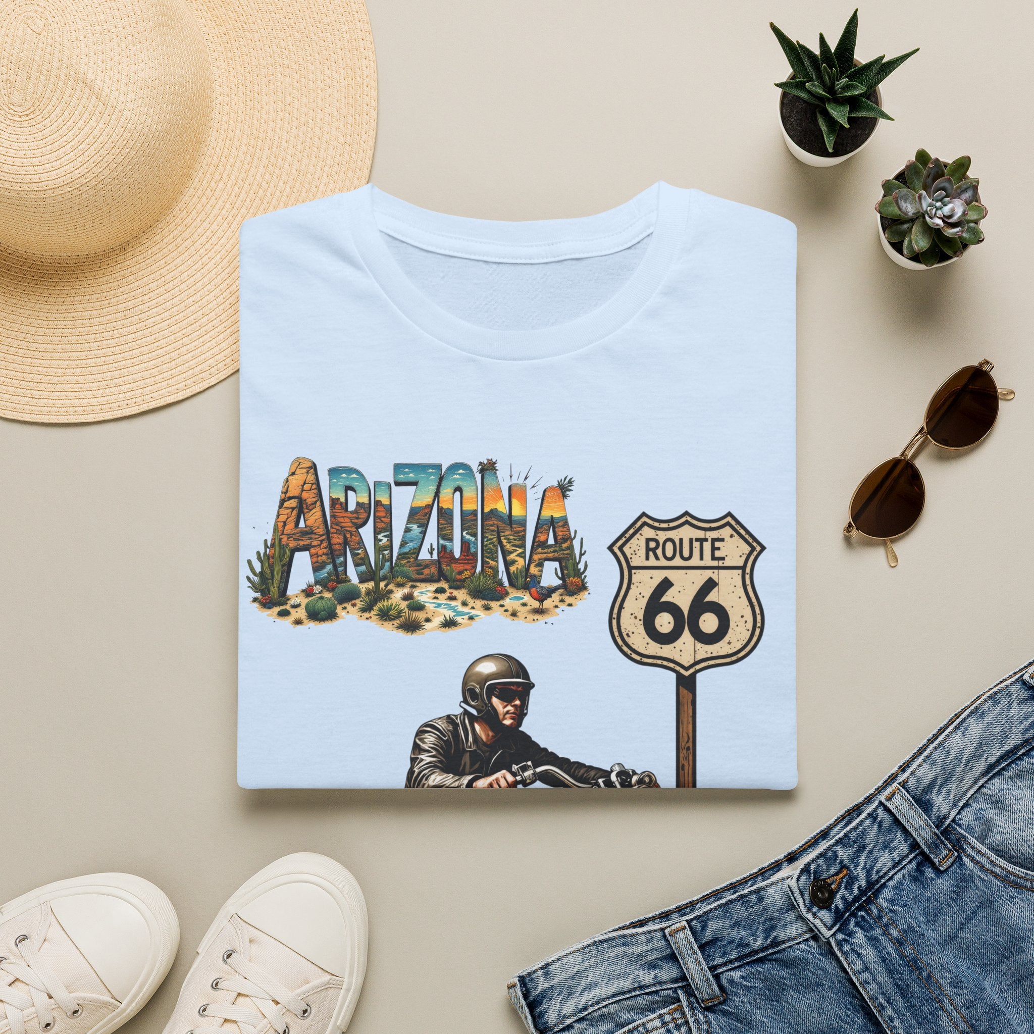 Arizona Route 66 Motorcycle T-Shirt | Biker Road Trip Tee
