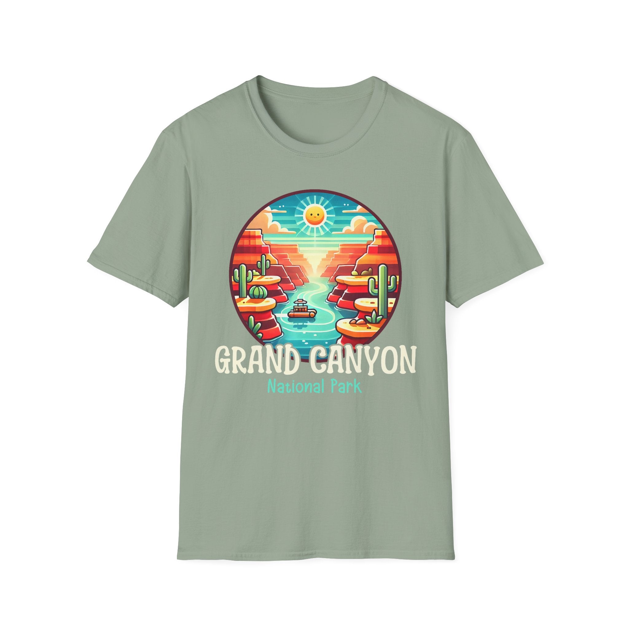 Grand Canyon National Park Retro Sunset T-Shirt | Canyon River Illustration