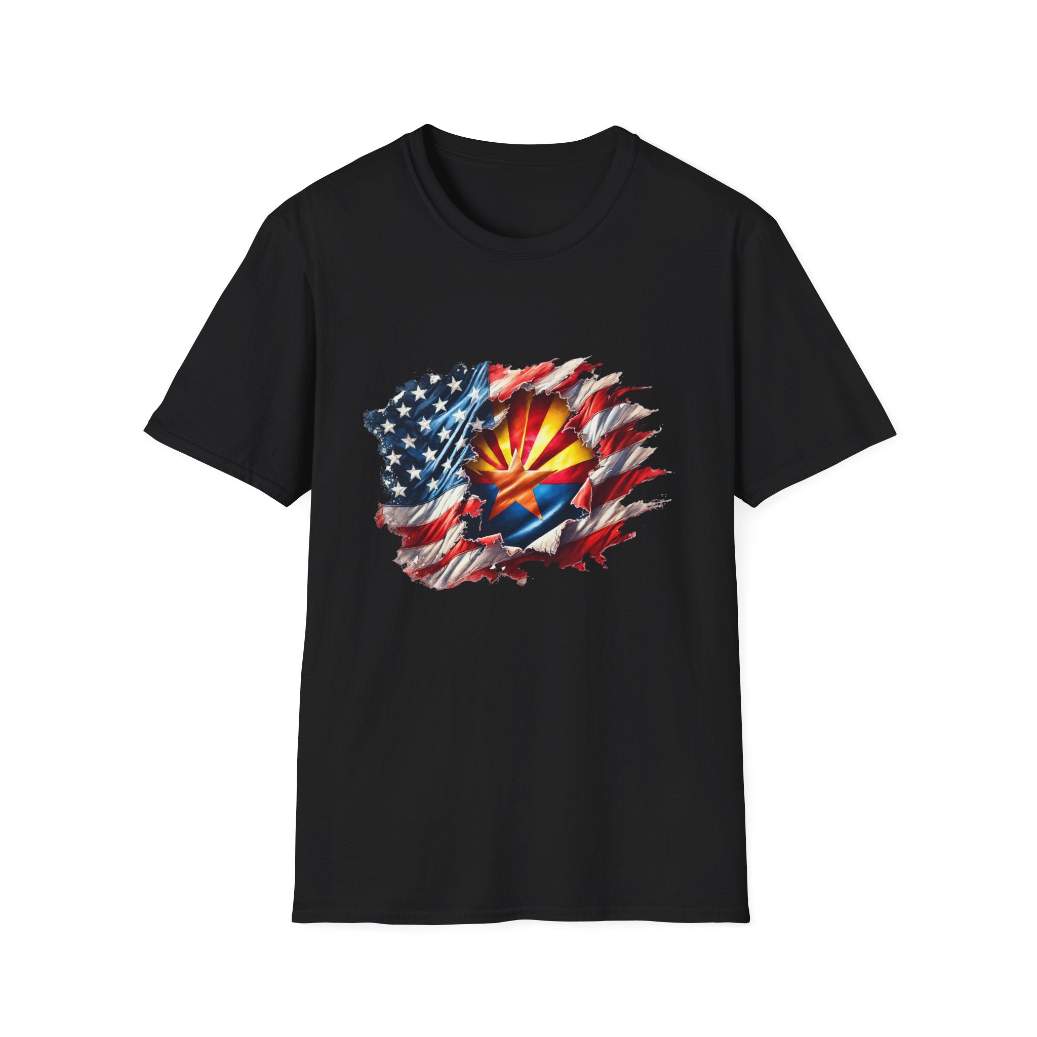 Arizona Flag Ripped Effect T-Shirt | USA Stars Stripes State Emblem