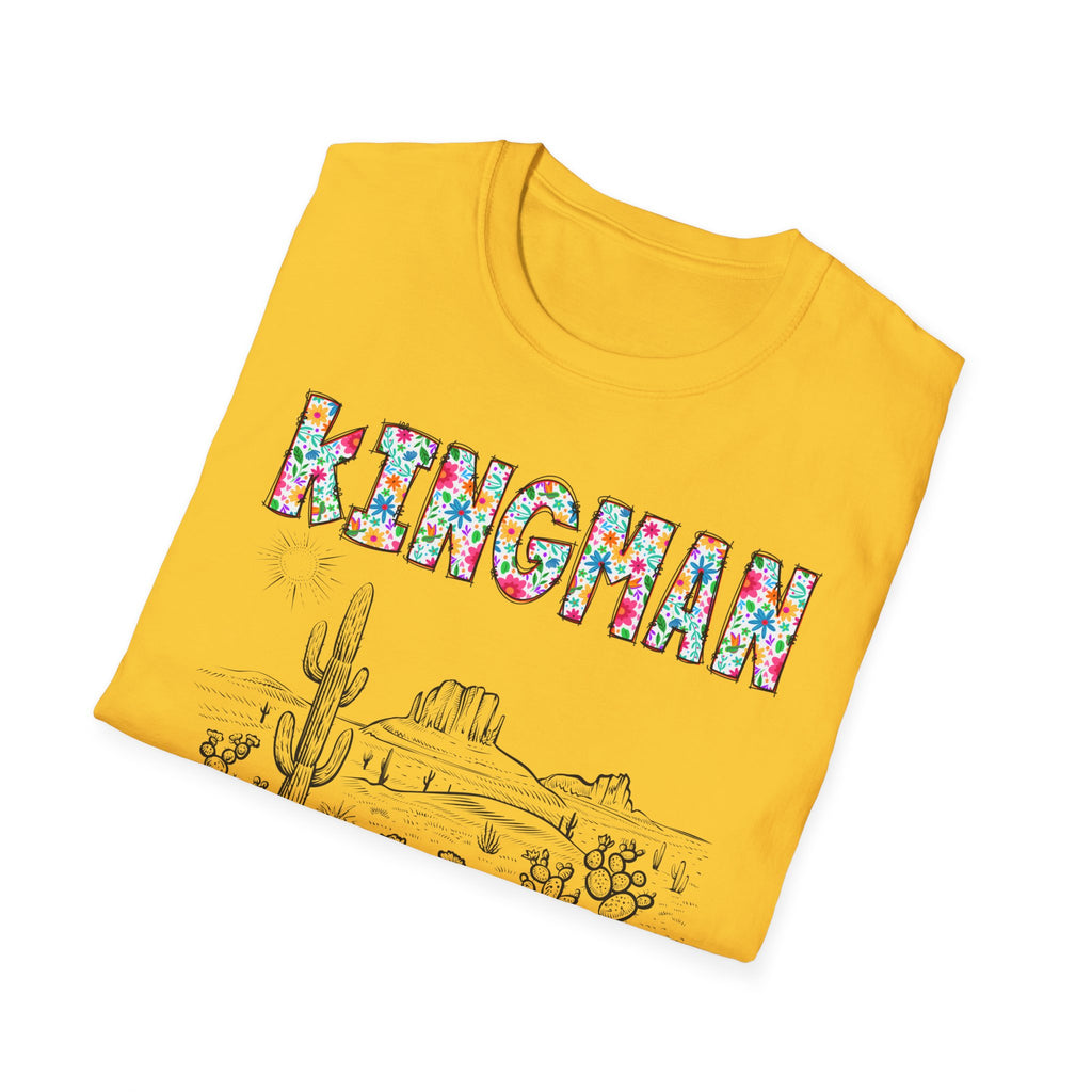 Kingman Arizona Colorful Mens Womans Unisex T-Shirt, Casual Wear, Travel Souvenir, Gift for Nature Lovers, Vacation Tee
