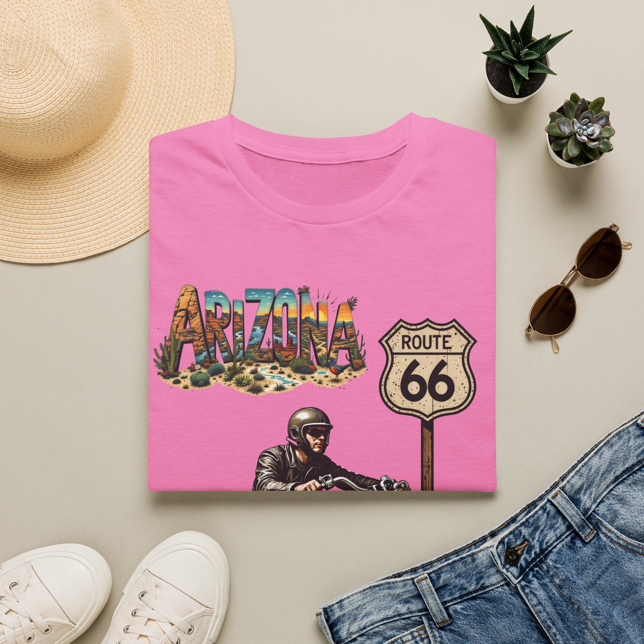 Arizona Route 66 Motorcycle T-Shirt | Biker Road Trip Tee