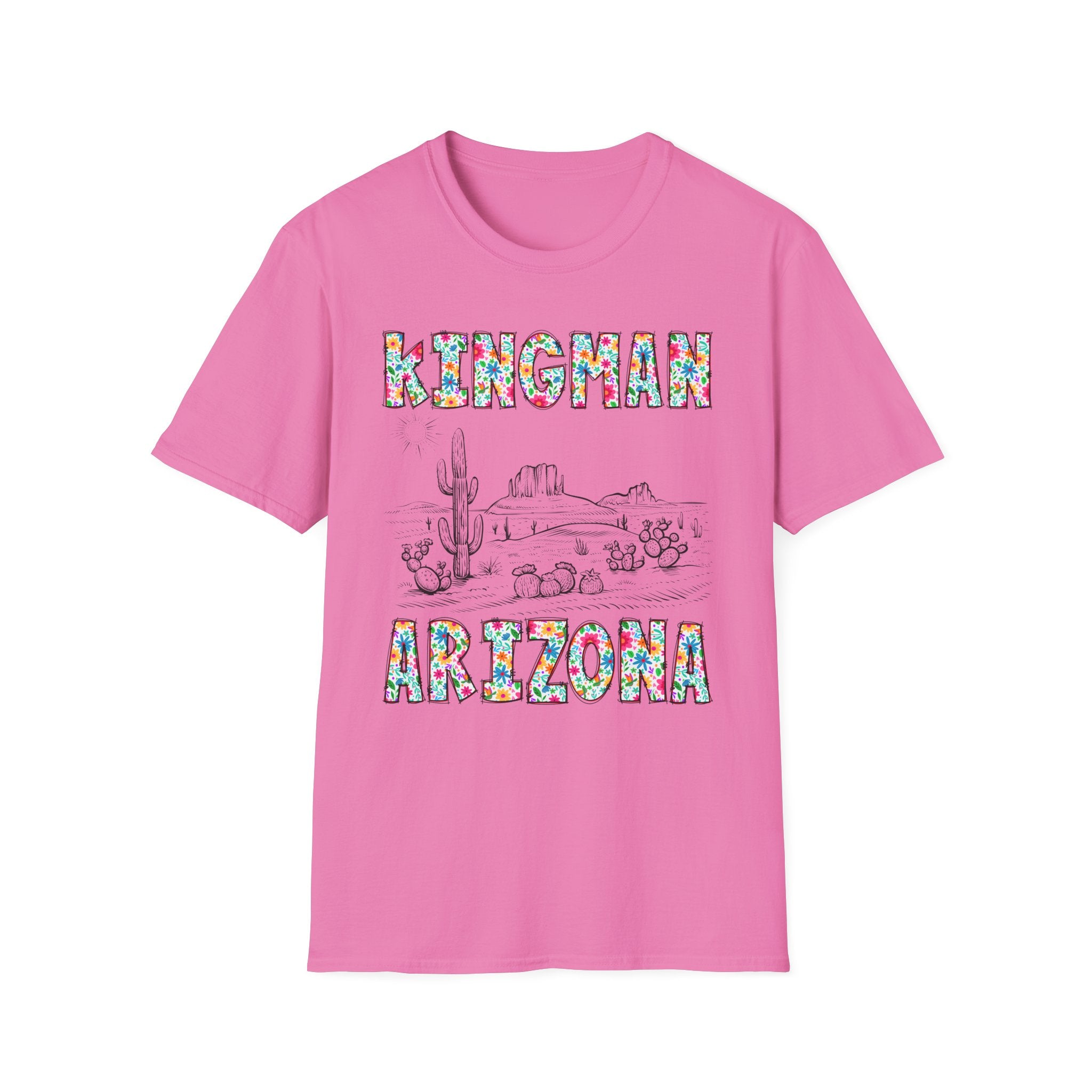 Kingman Arizona Colorful Mens Womans Unisex T-Shirt, Casual Wear, Travel Souvenir, Gift for Nature Lovers, Vacation Tee