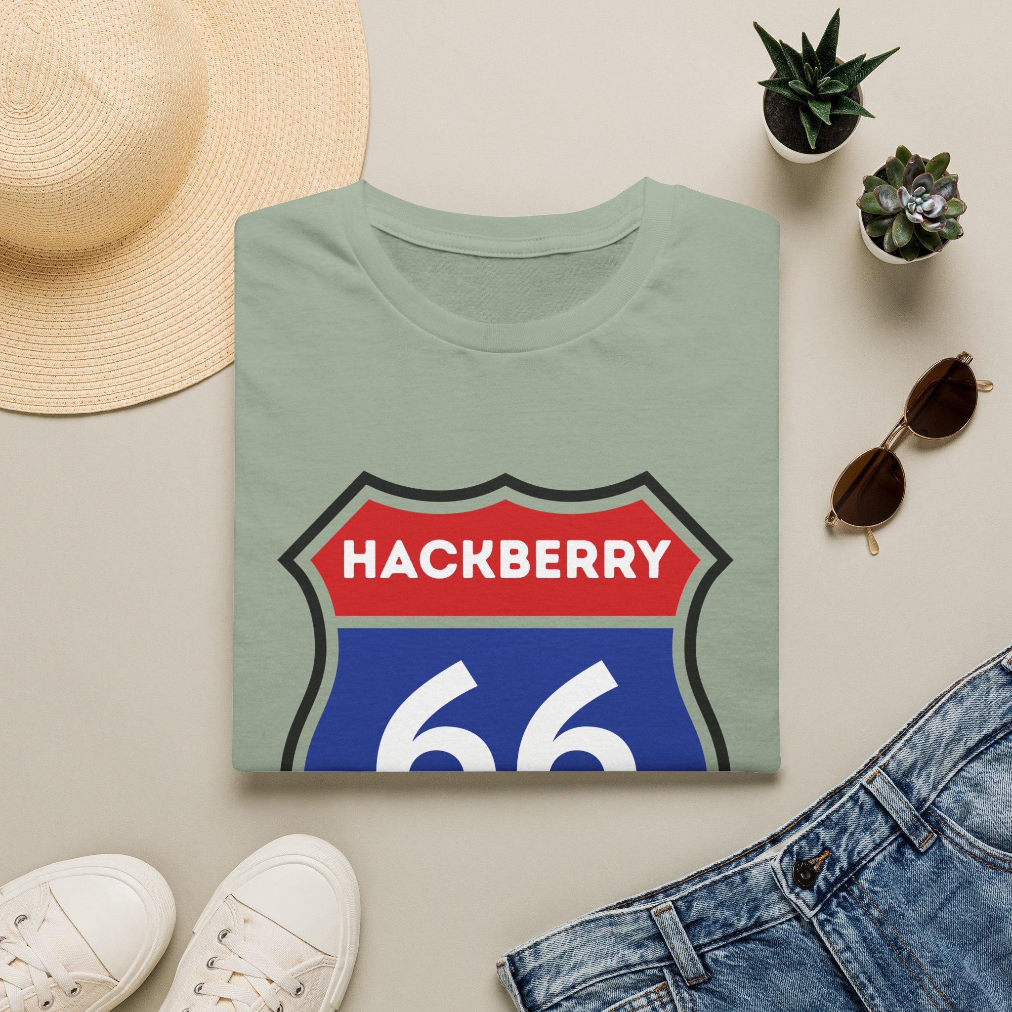 Hackberry 66 Shield T-Shirt | Route 66 Road Sign Tee