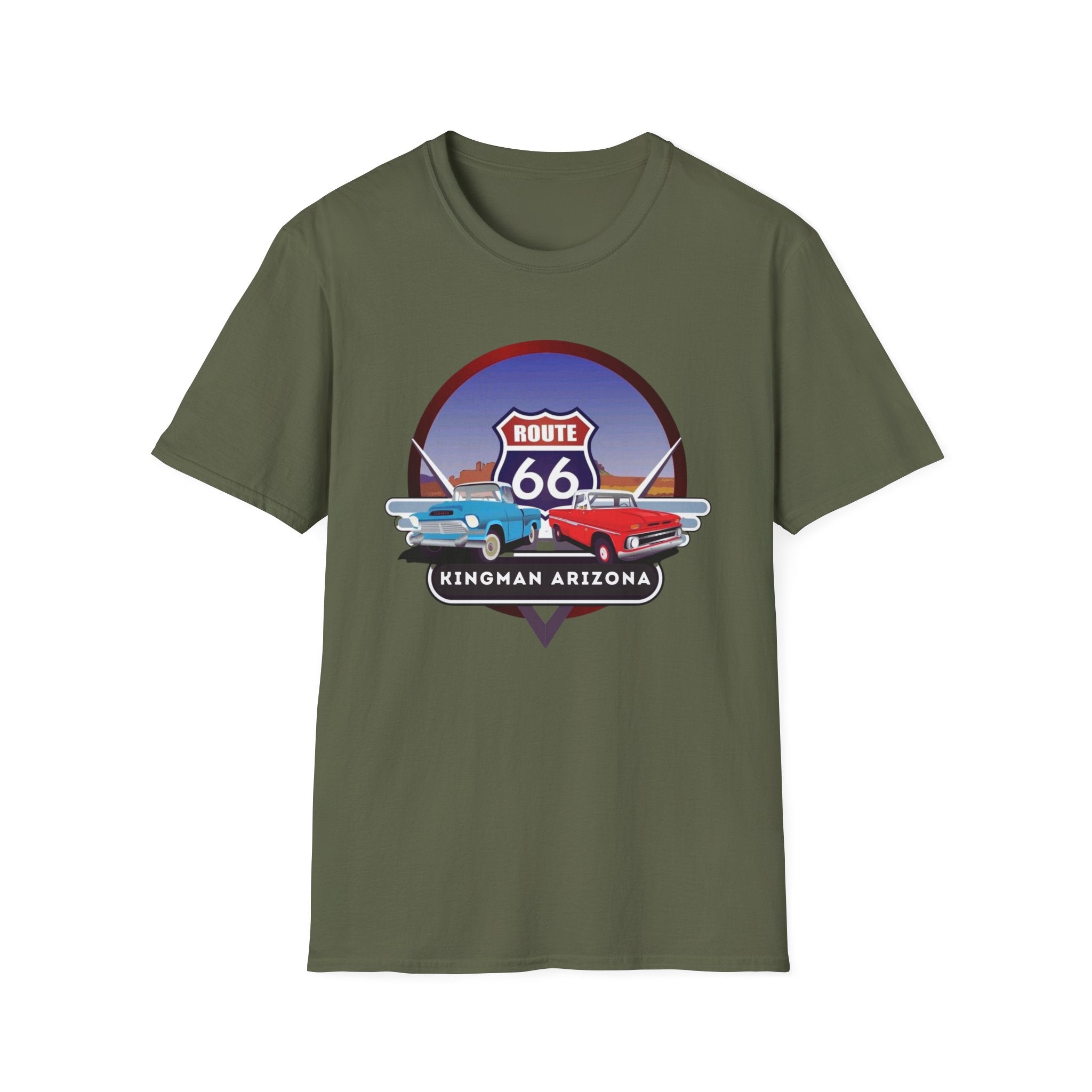 Route 66 Kingman Arizona Softstyle T-Shirt, Vintage Tee, Retro Shirt, Unisex Top, Gift for Travelers