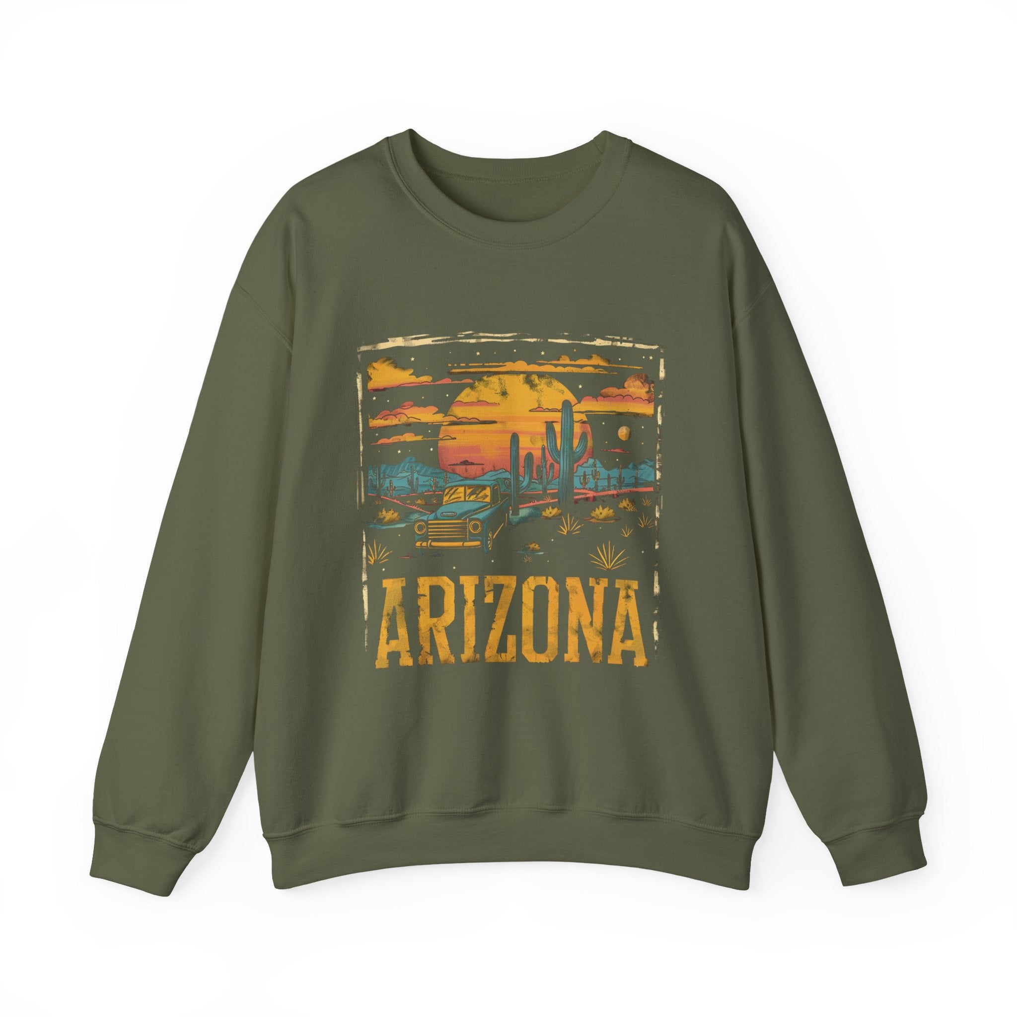 Arizona Desert Sunset Sweatshirt | Retro Cactus Landscape