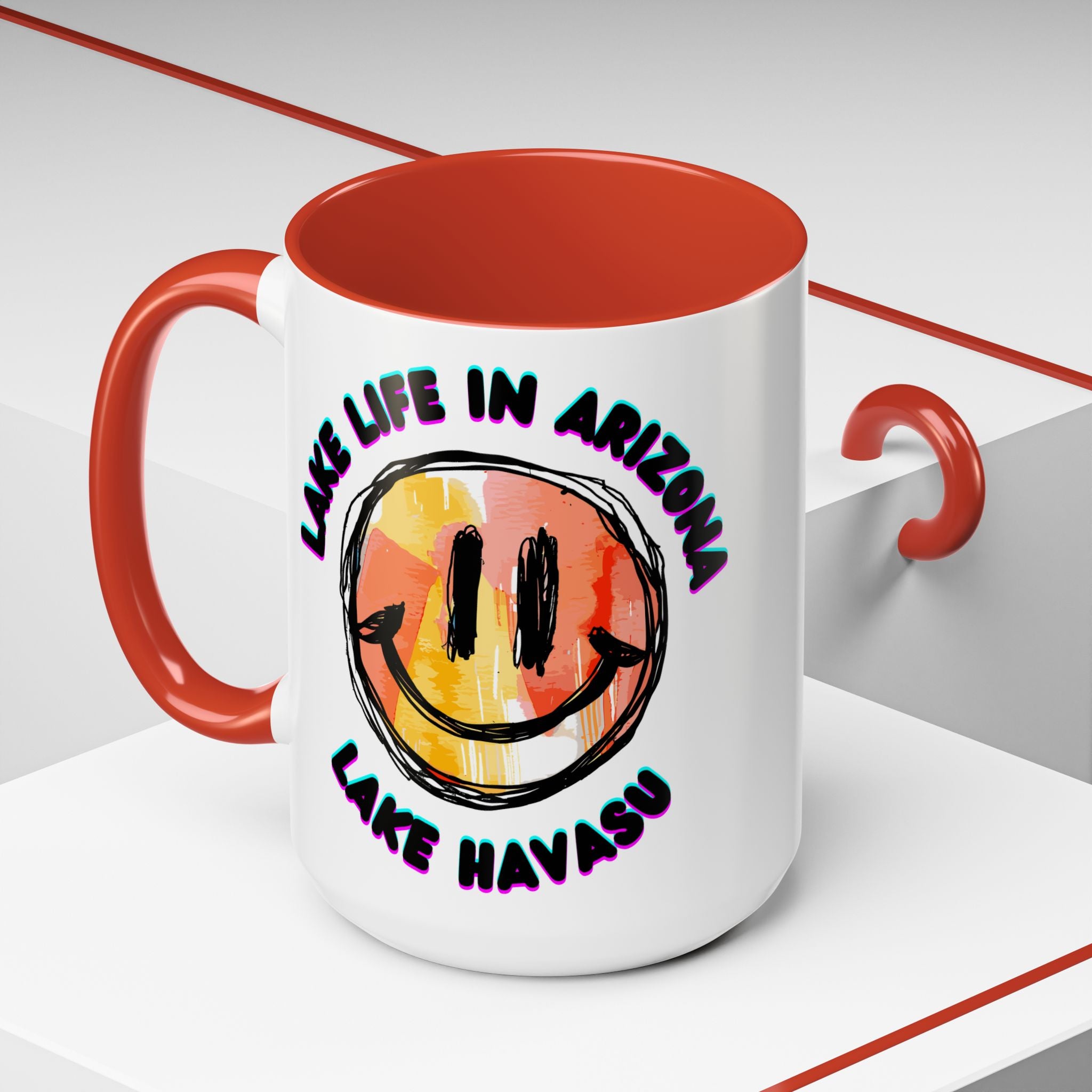 Lake Life in Arizona Smiley Mug | Lake Havasu Accent Coffee Mug