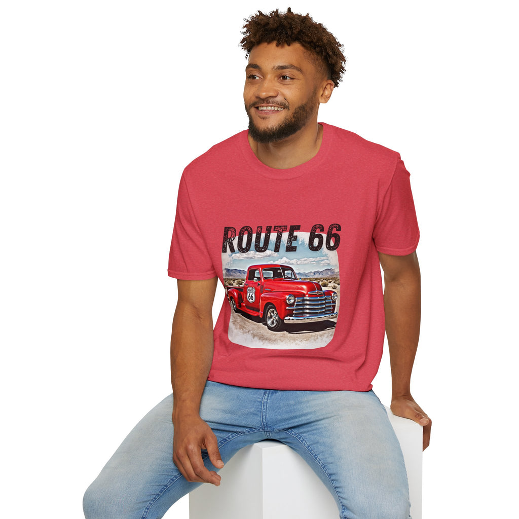 Route 66 Red Vintage Truck T-Shirt | Retro Highway Graphic