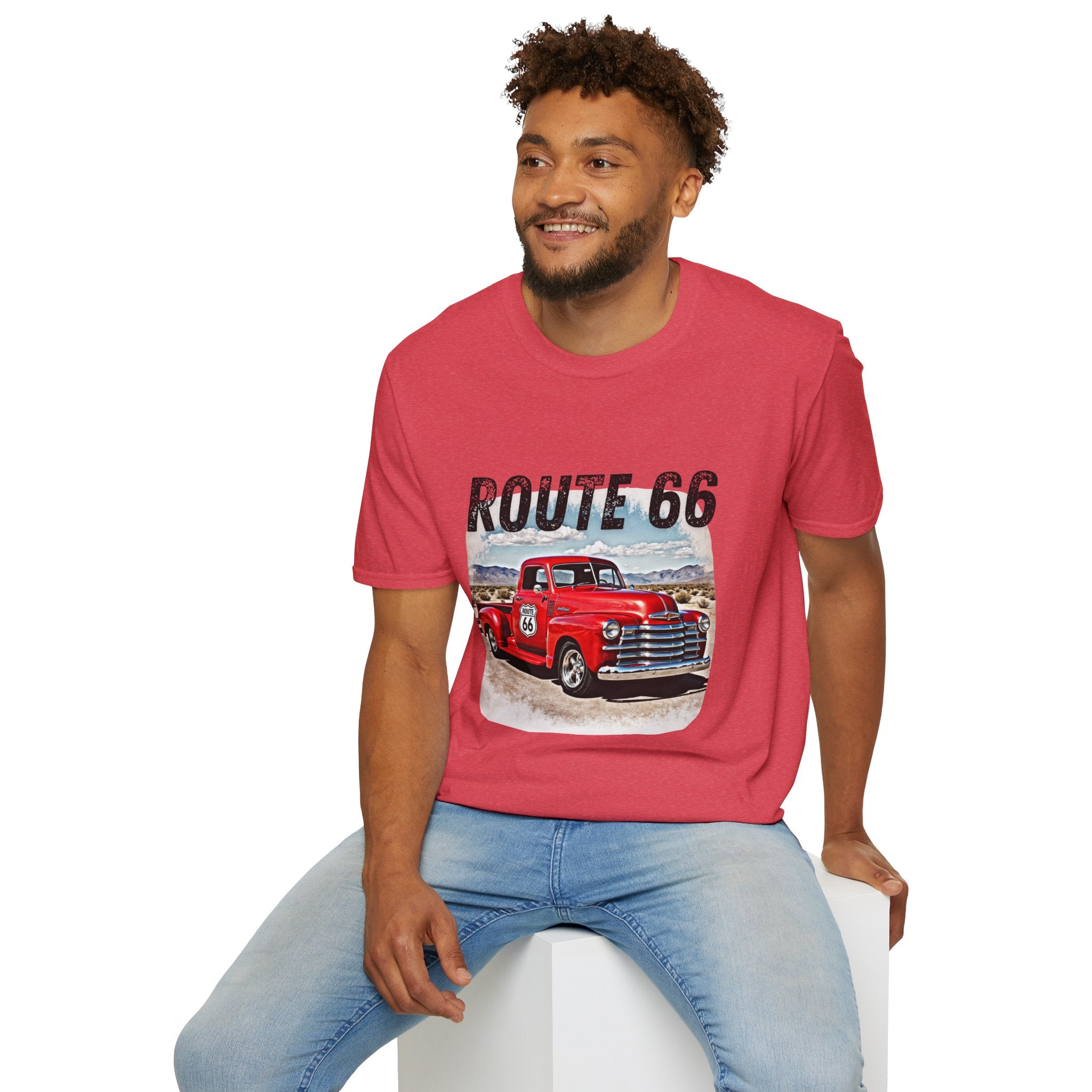 Route 66 Red Vintage Truck T-Shirt | Retro Highway Graphic