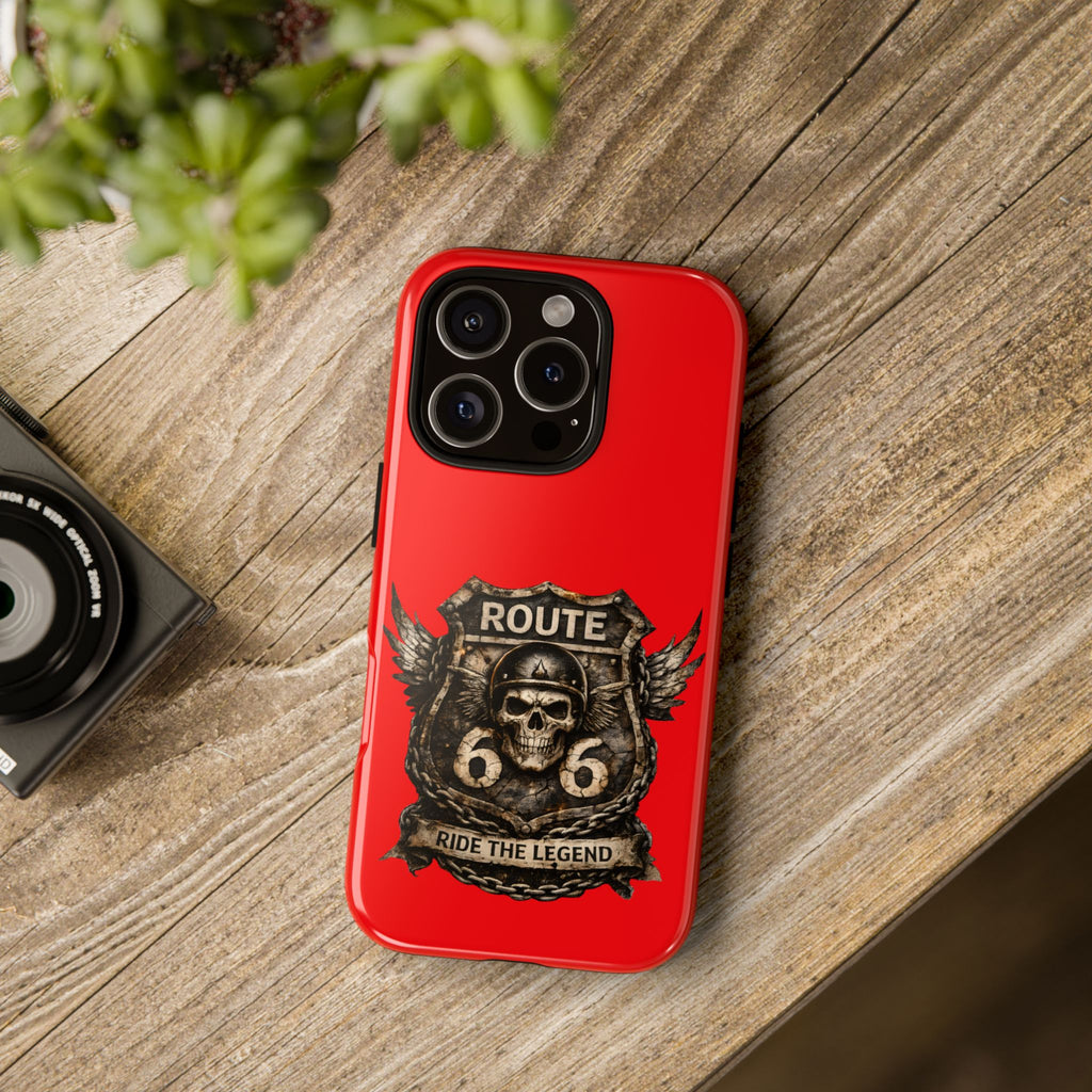 Route 66 Skull Helmet phone case | Motorcycle emblem, Ride the Legend