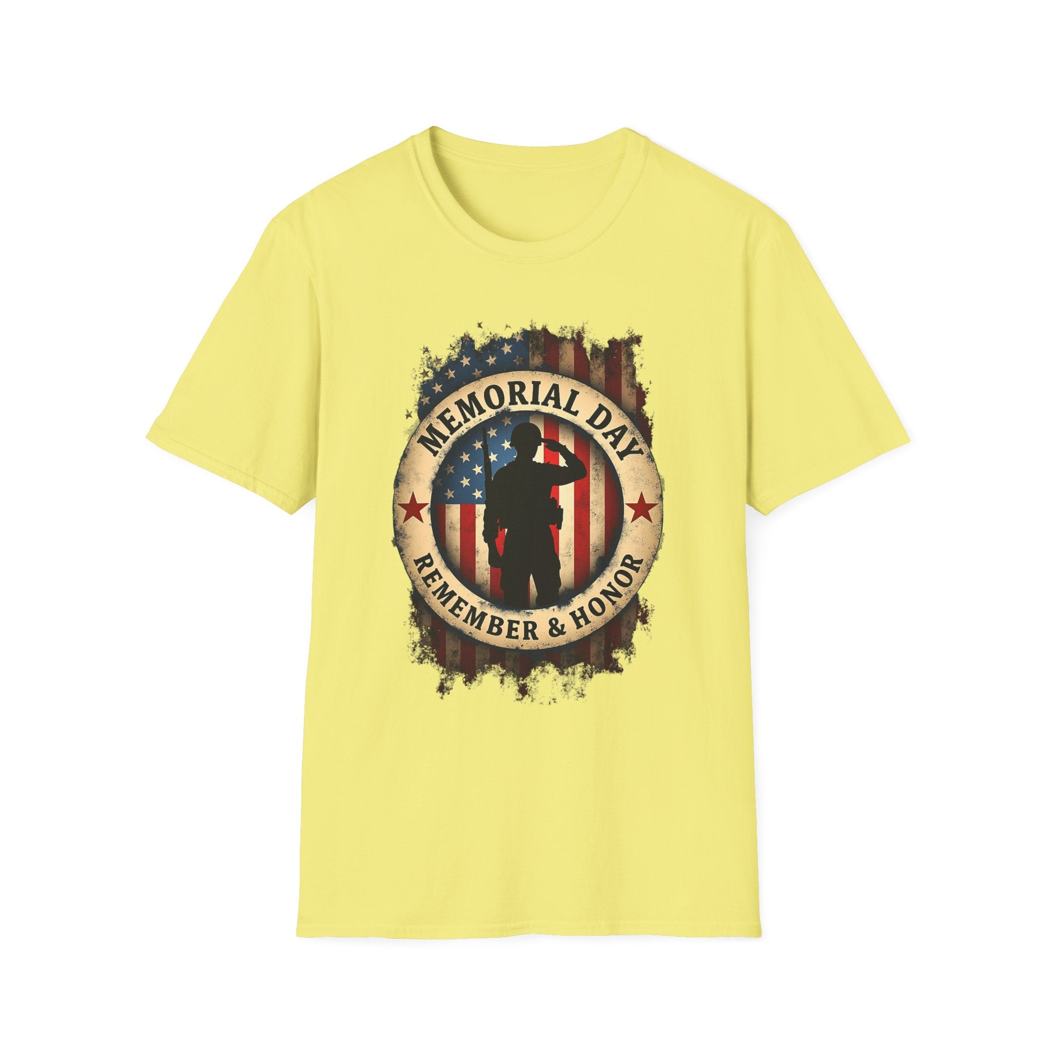 Memorial Day Remember & Honor T-Shirt | Soldier Silhouette American Flag
