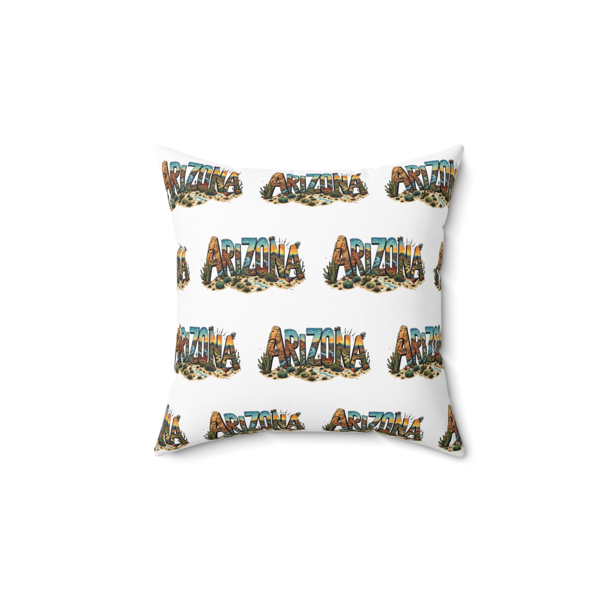 Arizona AZ - Artistic Spun Polyester Square Pillow - Cozy Home Decor, Decorative Throw, Unique Gift, Art-Inspired Decor, Colorful Cushion