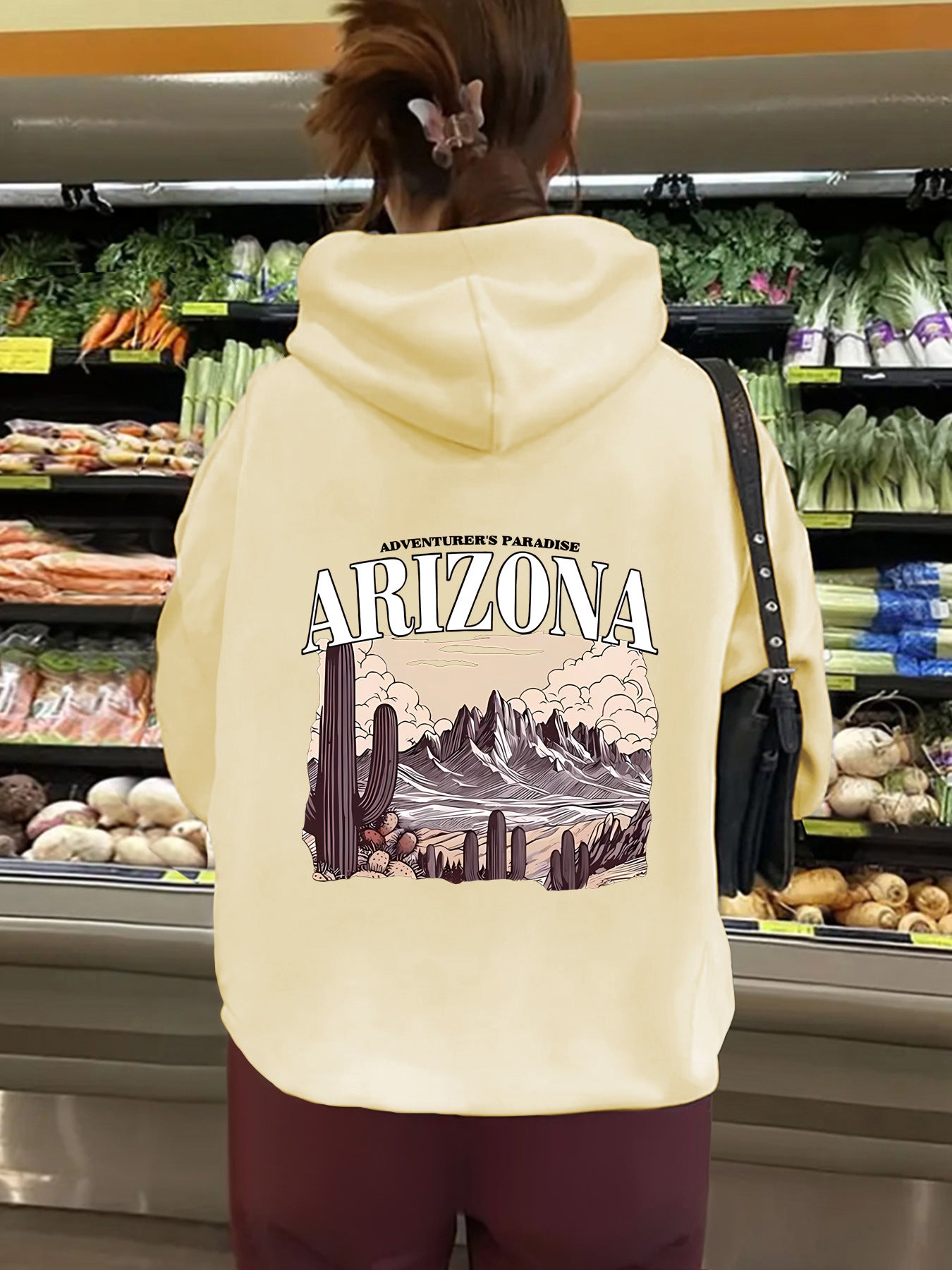 Hooded long sleeved sweatshirt with fleece top for women ARIZONA print