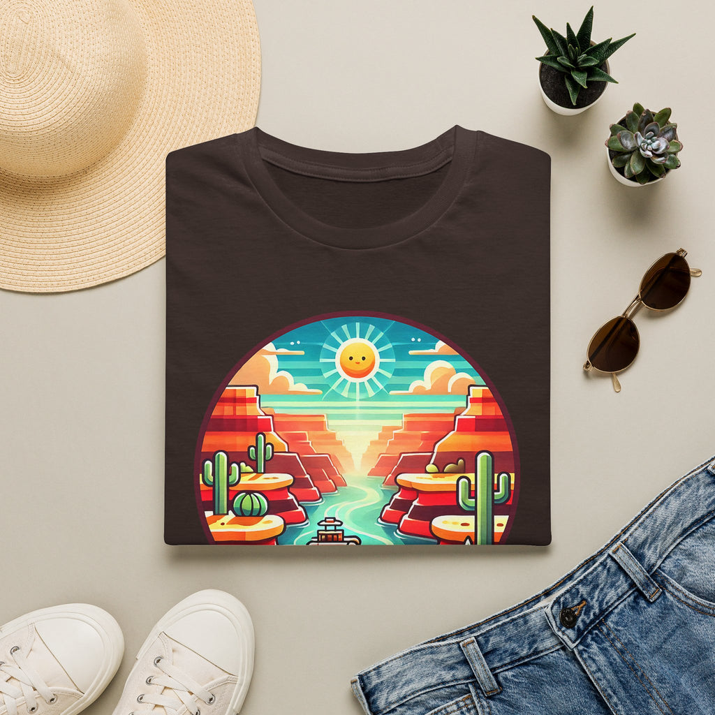 Grand Canyon National Park Retro Sunset T-Shirt | Canyon River Illustration