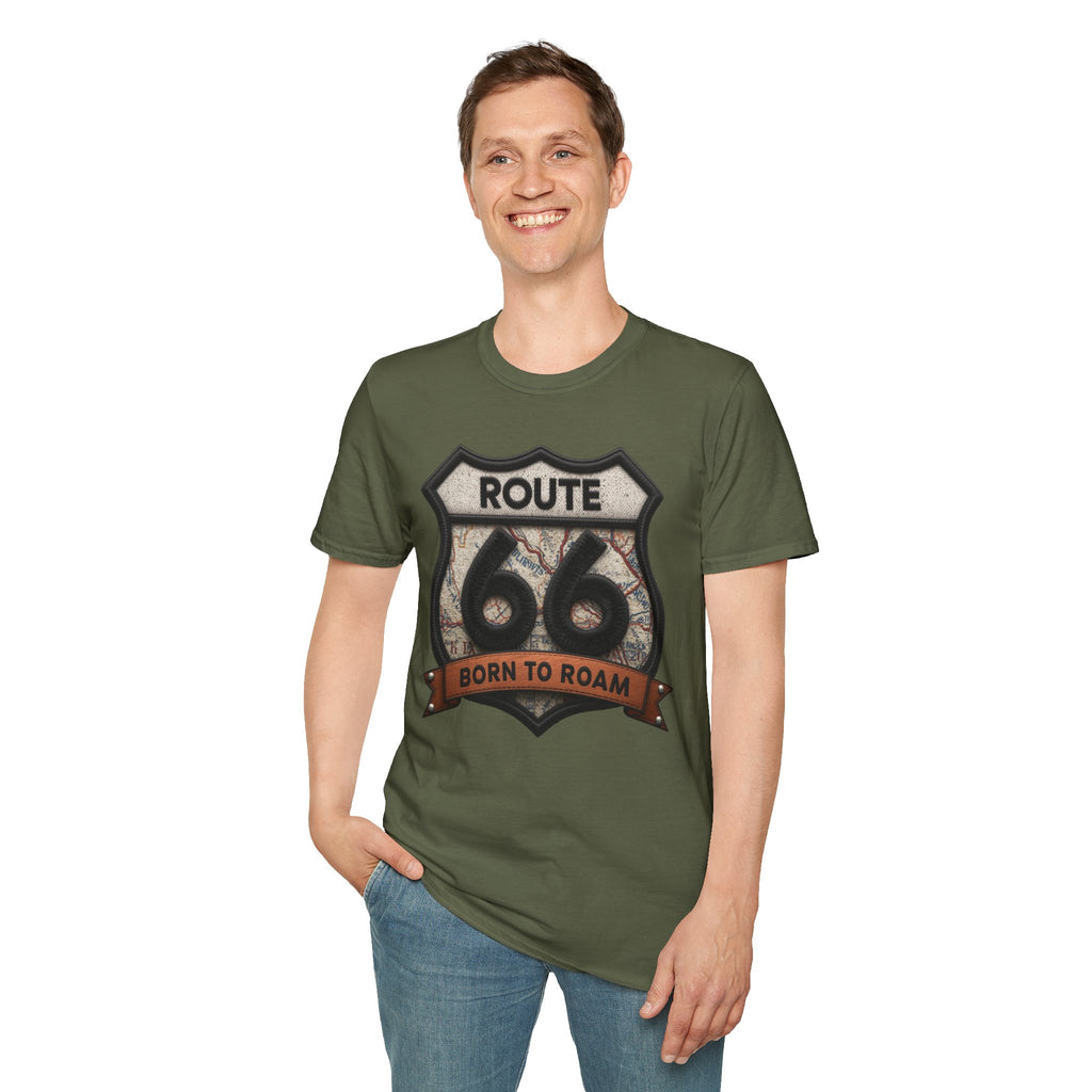 Route 66 Born to Roam T-Shirt | Vintage Highway Shield Tee
