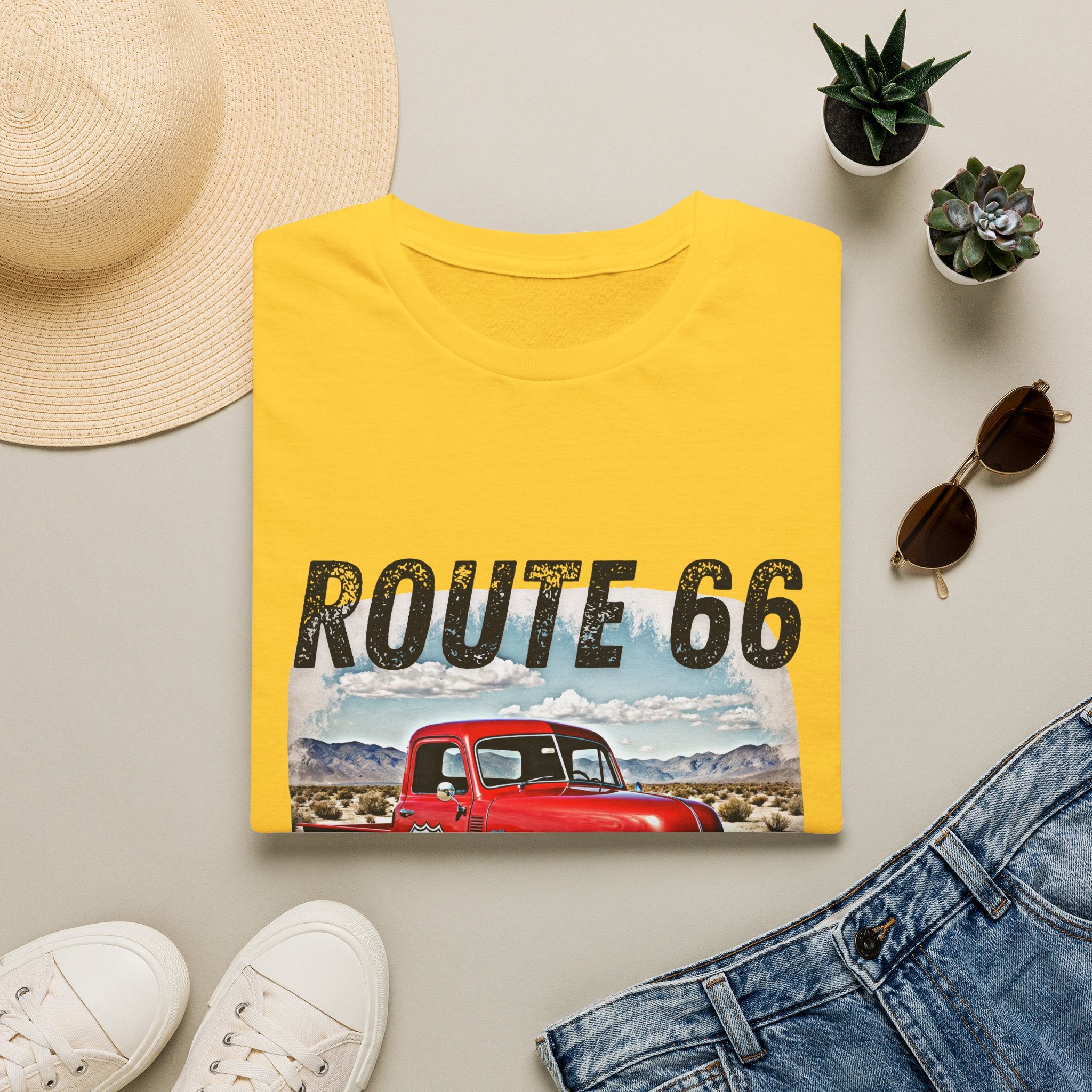 Route 66 Red Vintage Truck T-Shirt | Retro Highway Graphic