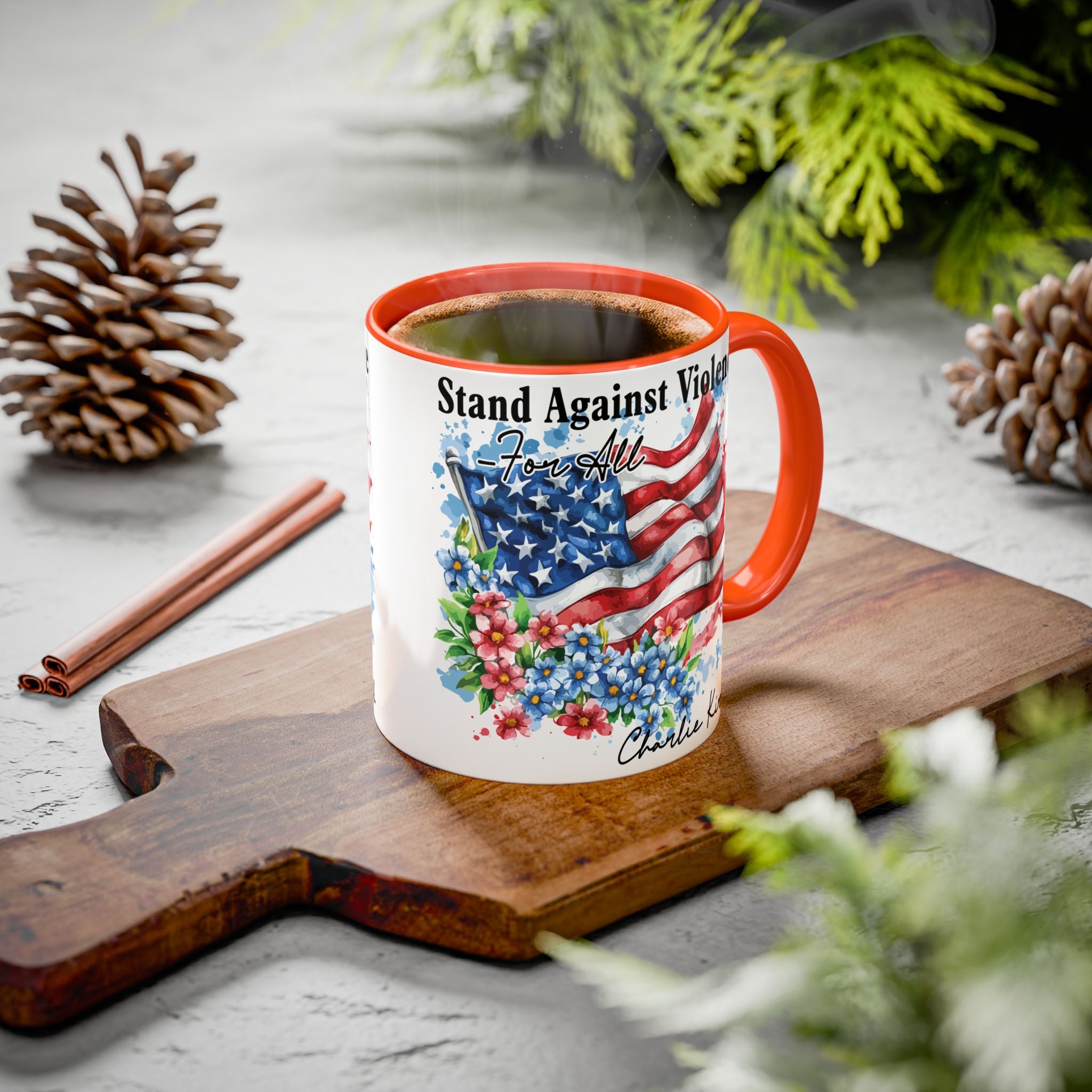 Charlie Kirk Patriotic Coffee Mugs for Inspiration, Stand Against Violence, Colorful Mugs, Gift for Activists, Tea Lovers, 4th of July
