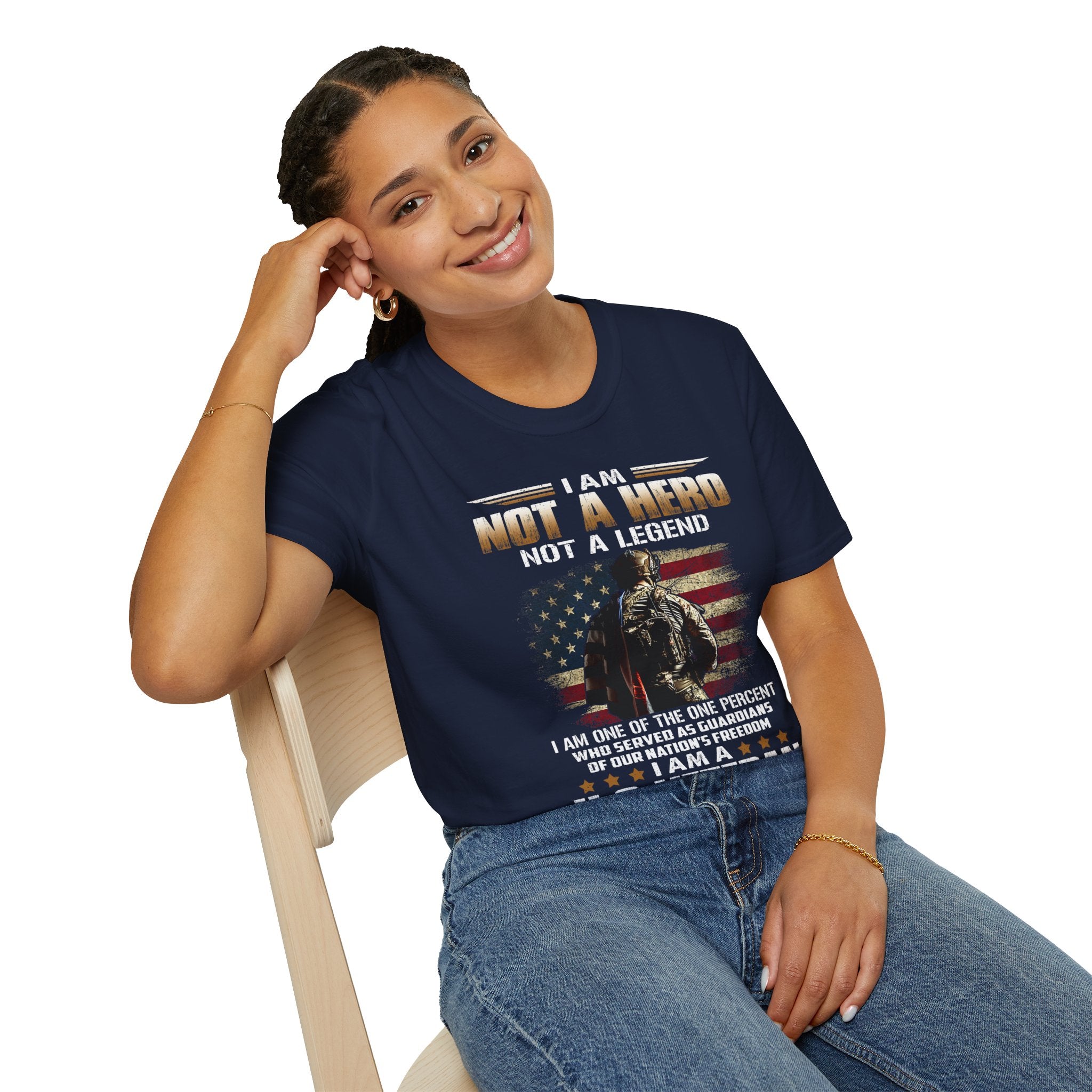 I Am Not a Hero I Am a U.S. Veteran T-Shirt | American Flag Soldier Tee