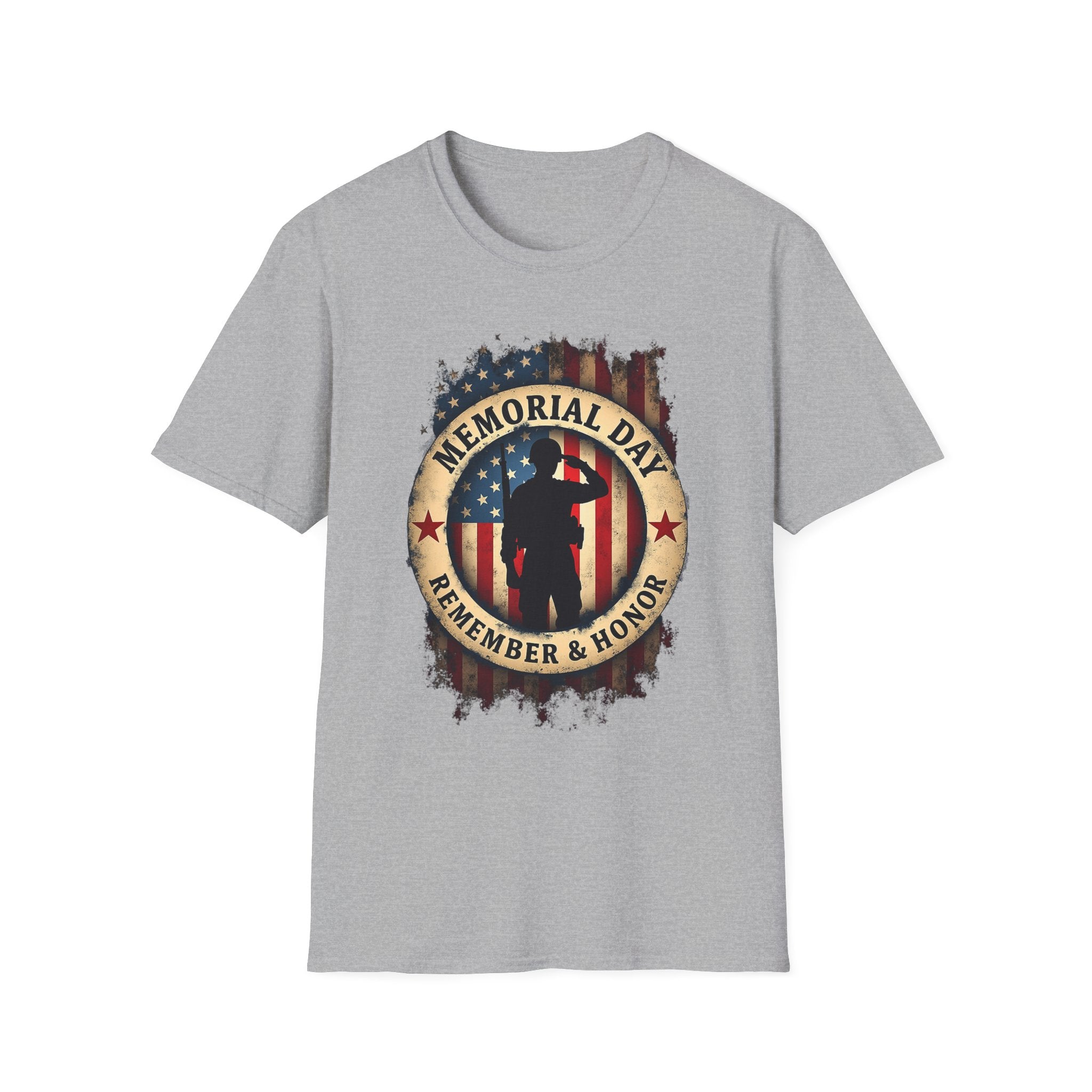Memorial Day Remember & Honor T-Shirt | Soldier Silhouette American Flag