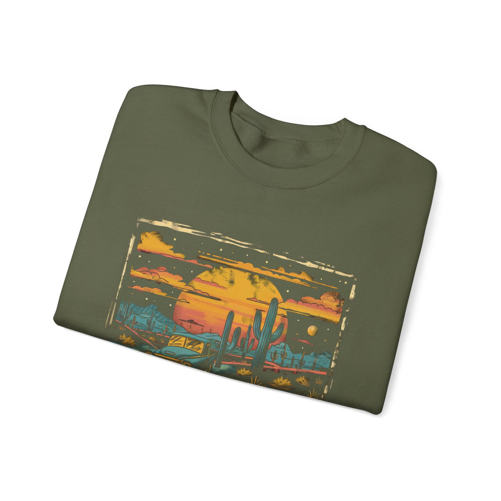Arizona Desert Sunset Sweatshirt | Retro Cactus Landscape