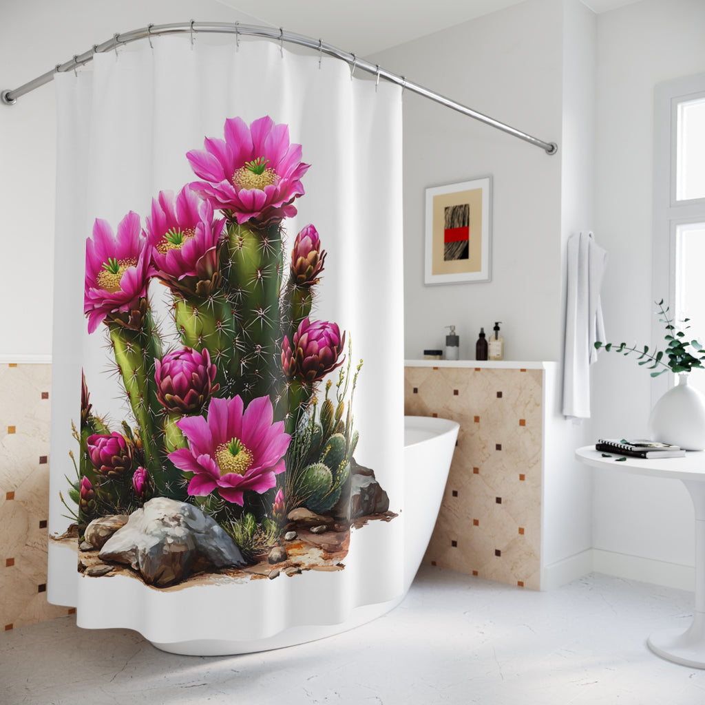 AZ Arizona Bohemian Floral Shower Curtain, Cactus Decor, Bathroom Accessories, Gift for Garden Lovers, Modern Home Decor