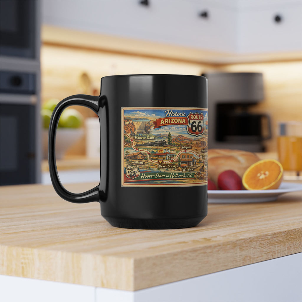 Historic Route 66 Arizona map Mug | Black ceramic road trip souvenir