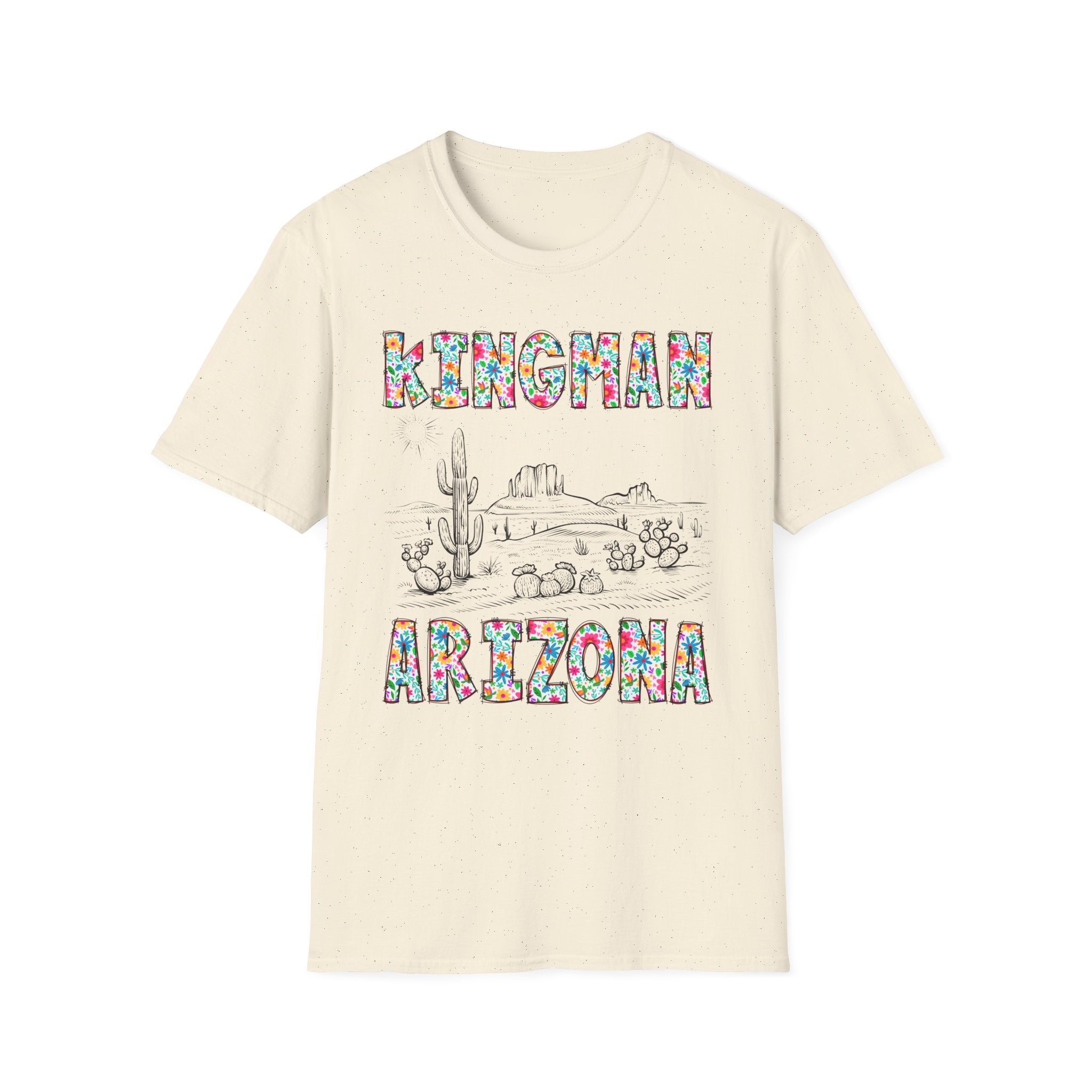 Kingman Arizona Colorful Mens Womans Unisex T-Shirt, Casual Wear, Travel Souvenir, Gift for Nature Lovers, Vacation Tee