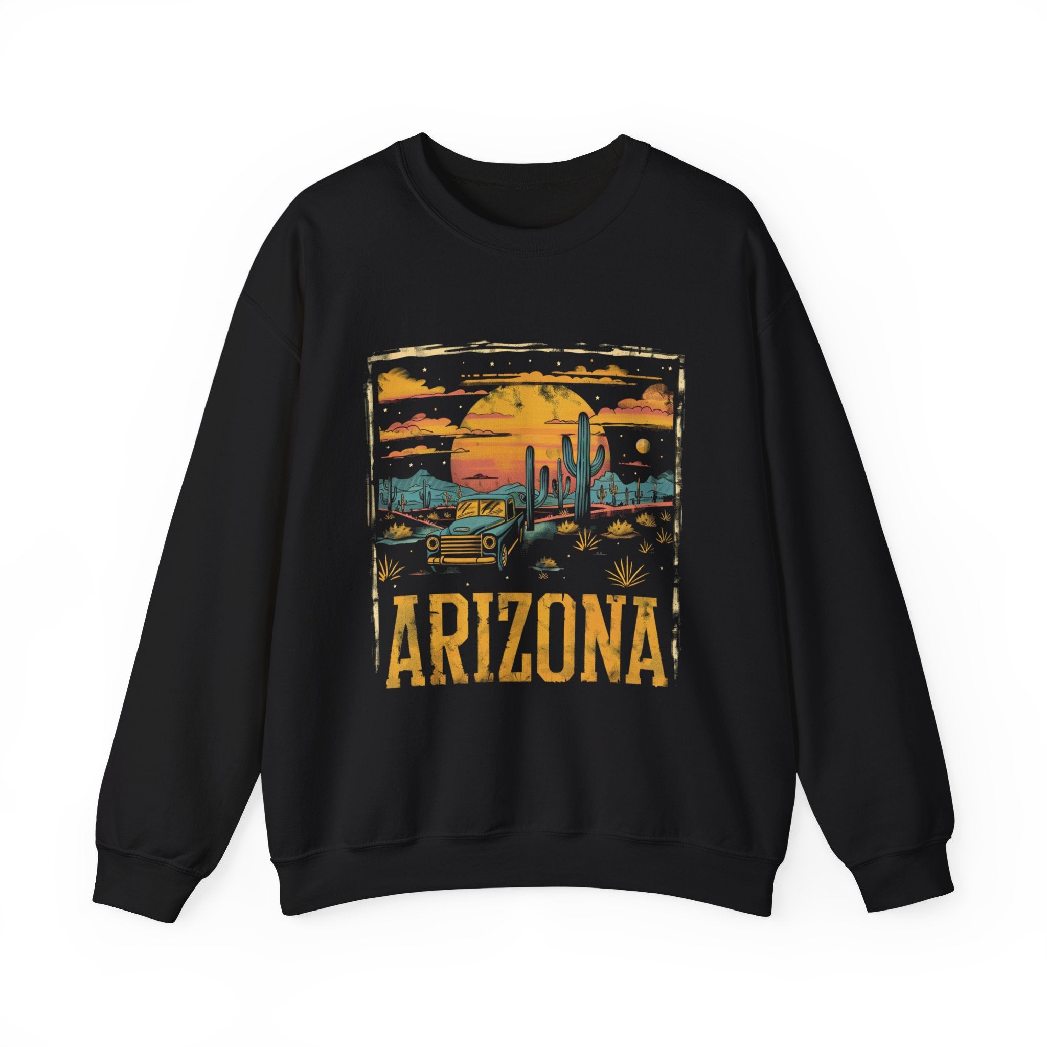 Arizona Desert Sunset Sweatshirt | Retro Cactus Landscape