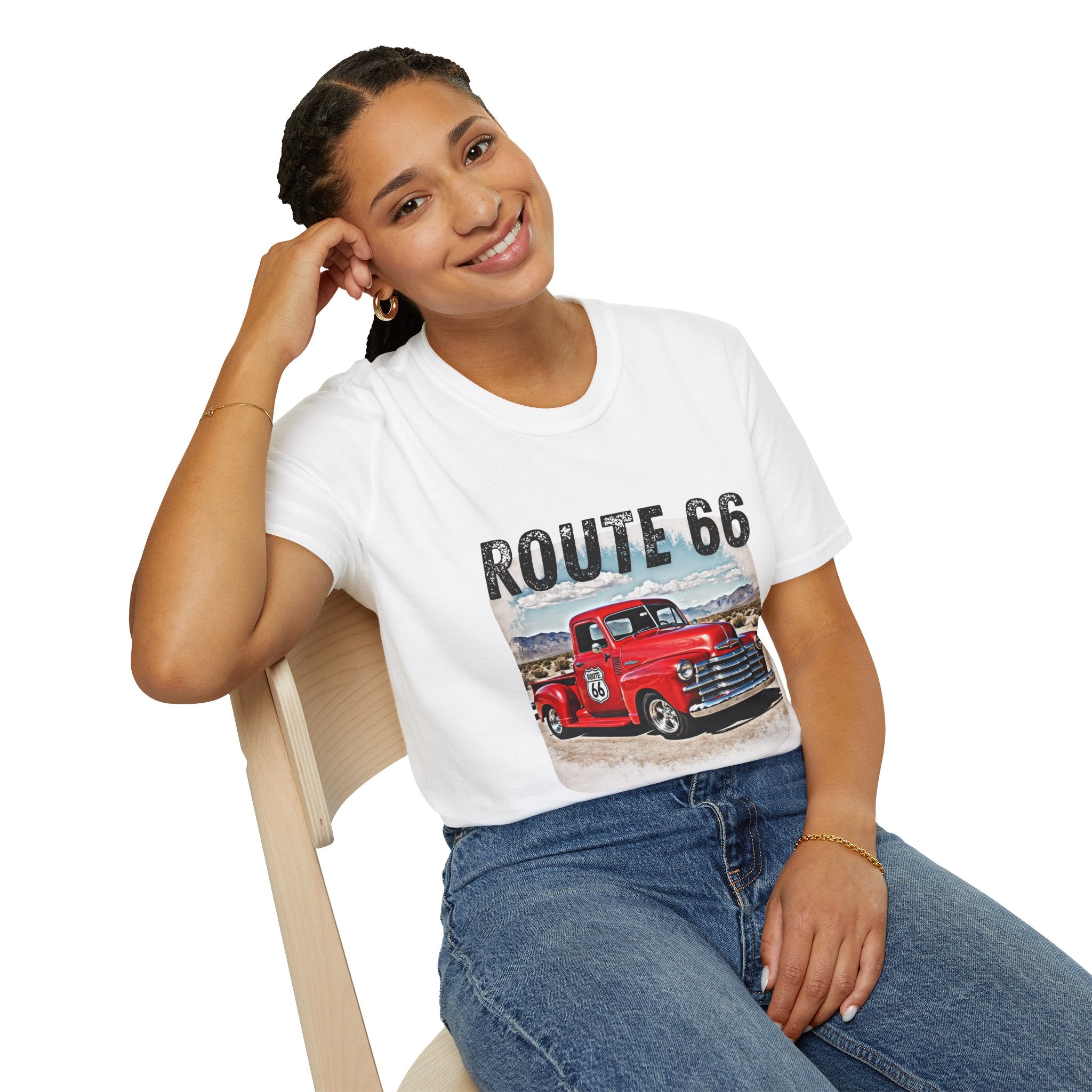 Route 66 Red Vintage Truck T-Shirt | Retro Highway Graphic
