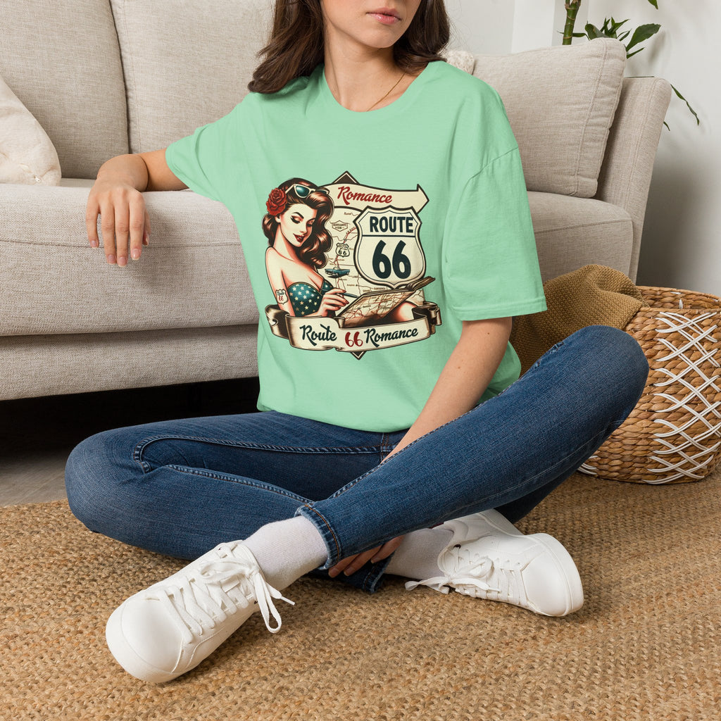Pinup Girl Route 66 T-Shirt | Vintage Roadtrip Retro Sign