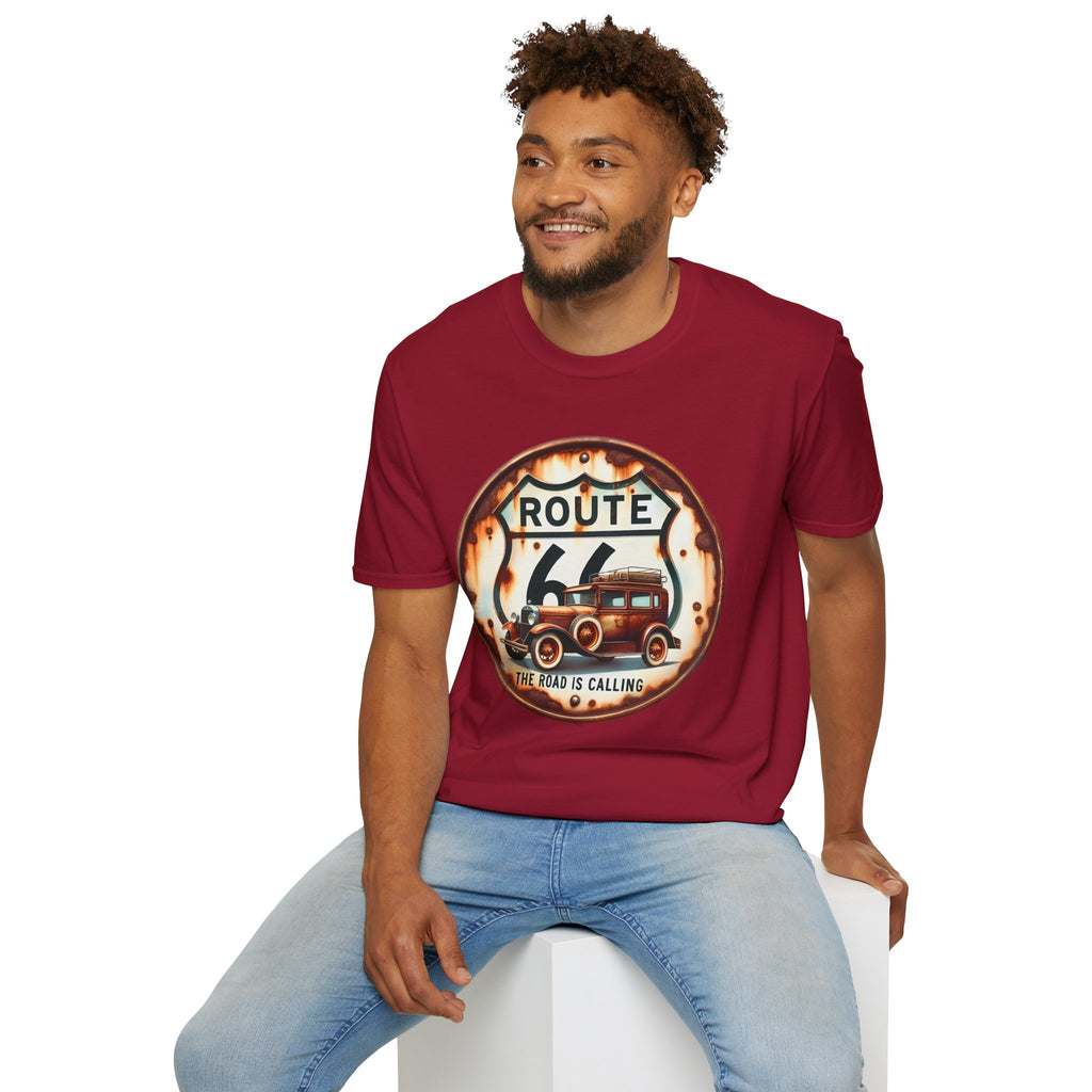 Route 66 Vintage Woody Wagon T-Shirt | The Road Is Calling, Retro Roadtrip Tee