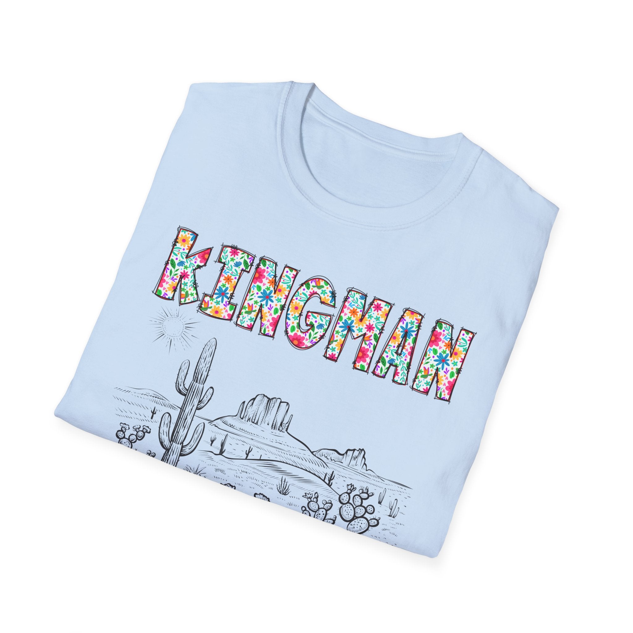 Kingman Arizona Colorful Mens Womans Unisex T-Shirt, Casual Wear, Travel Souvenir, Gift for Nature Lovers, Vacation Tee
