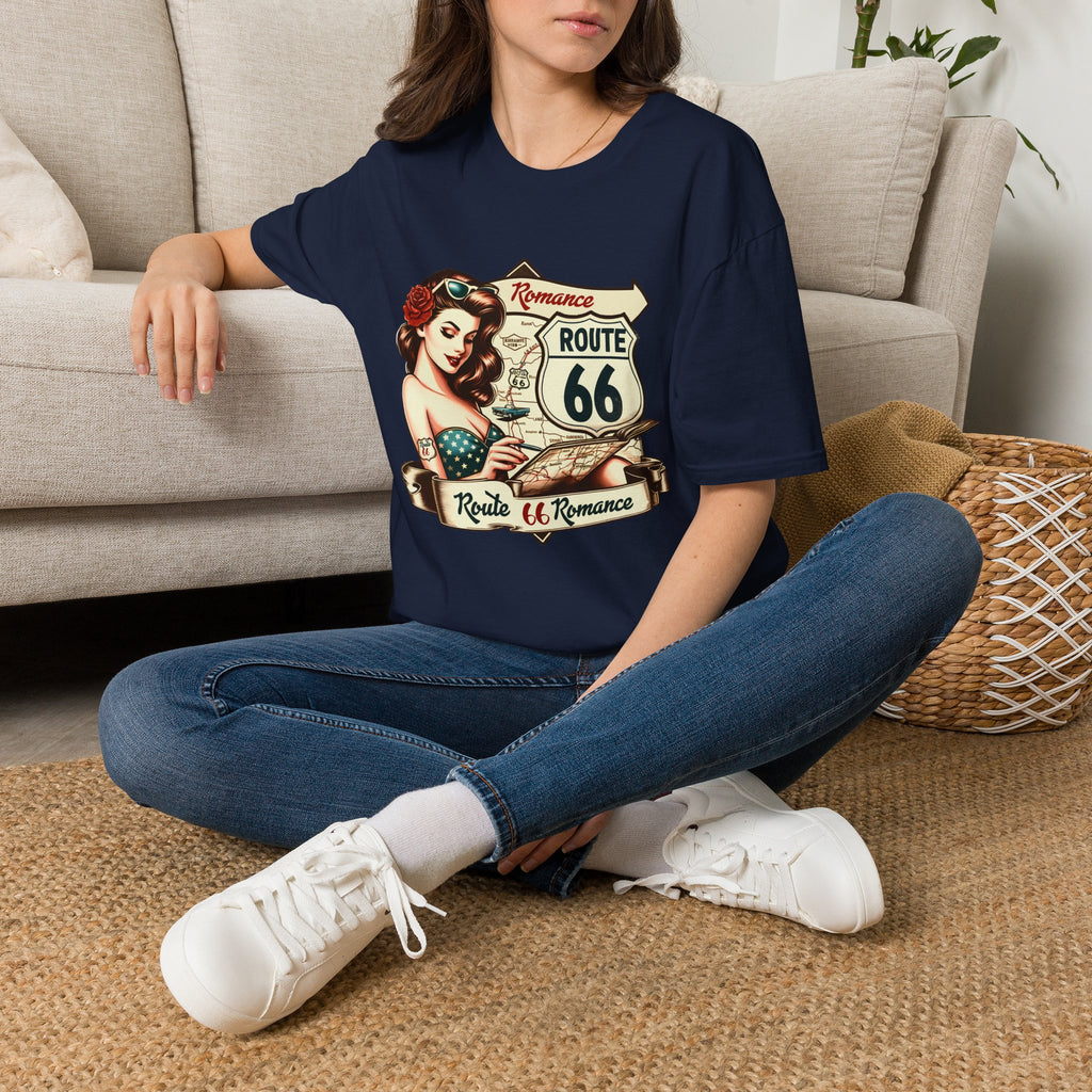 Pinup Girl Route 66 T-Shirt | Vintage Roadtrip Retro Sign
