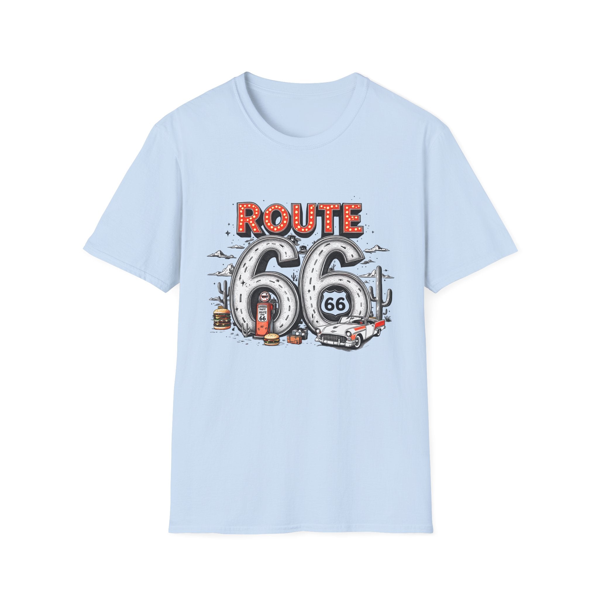 Route 66 Vintage Roadtrip T-Shirt | Classic Highway Car Signage