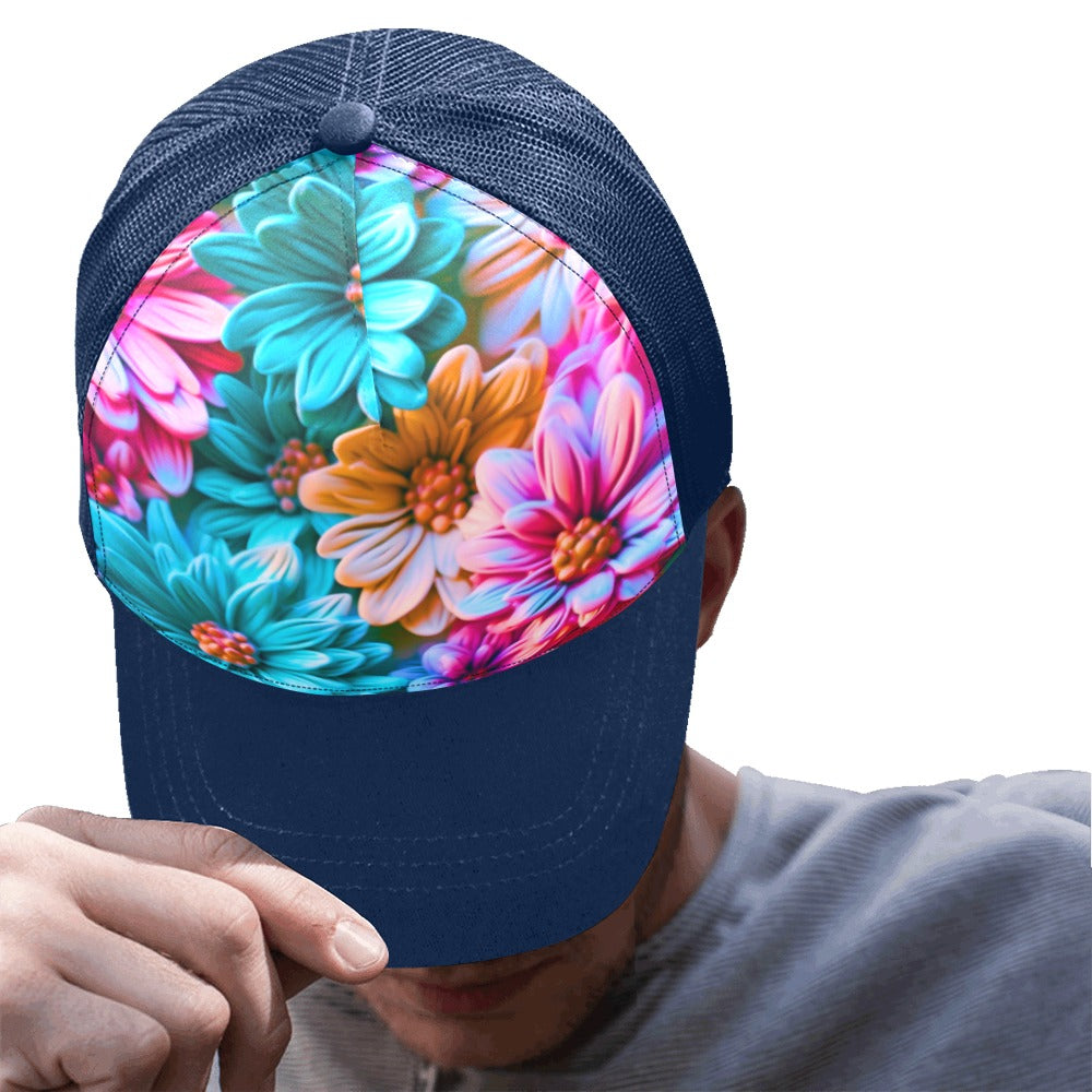 Bright Flowers Baseball Cap Navy