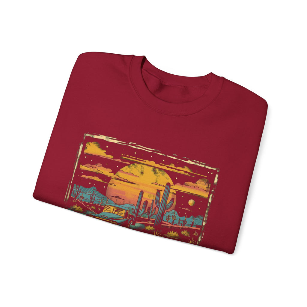 Arizona Desert Sunset Sweatshirt | Retro Cactus Landscape