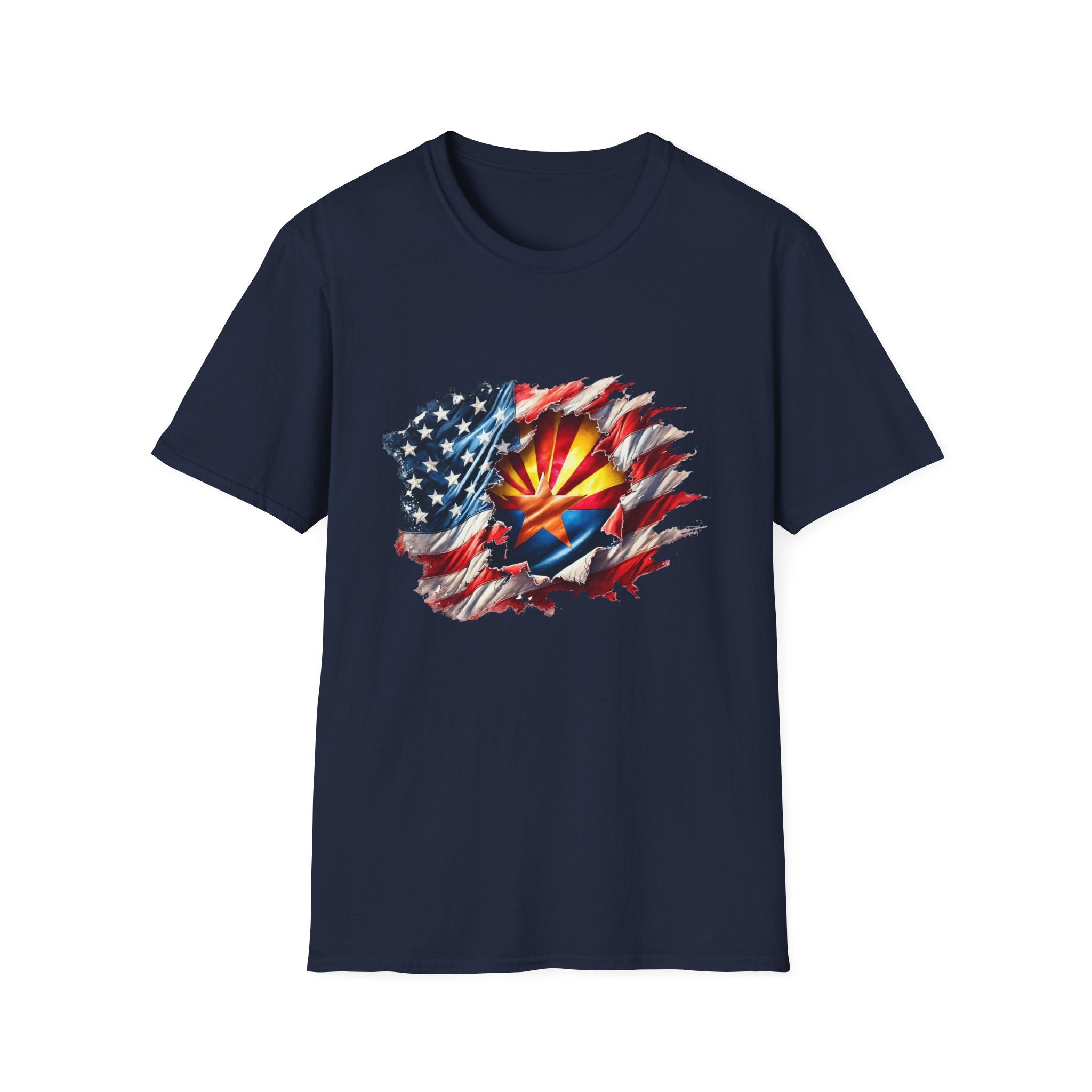 Arizona Flag Ripped Effect T-Shirt | USA Stars Stripes State Emblem