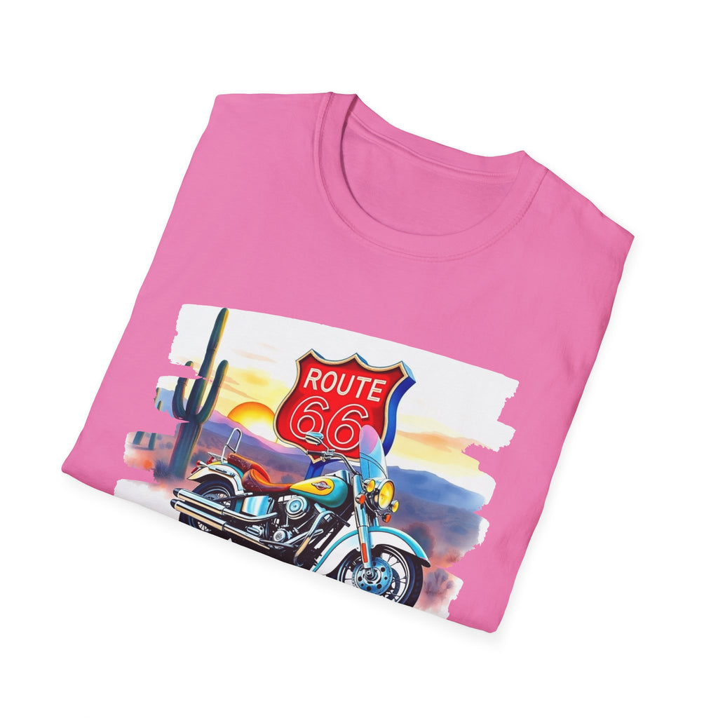 Route 66 Motorcycle T-Shirt | Desert Sunset Biker Graphic