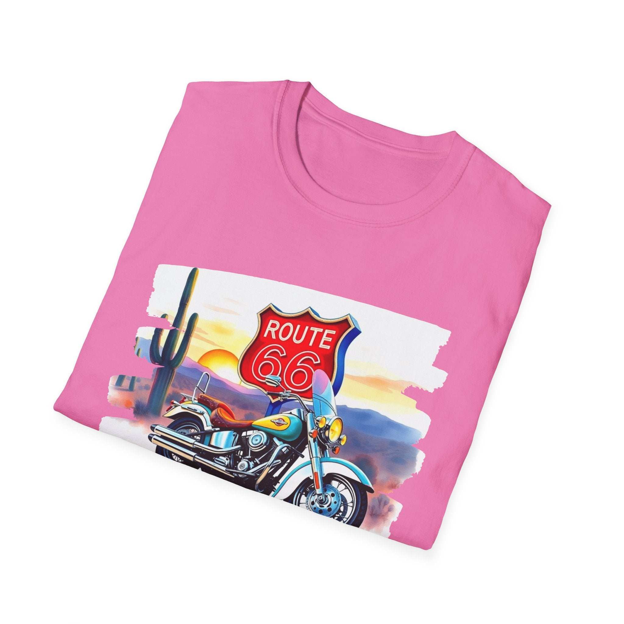 Route 66 Motorcycle T-Shirt | Desert Sunset Biker Graphic