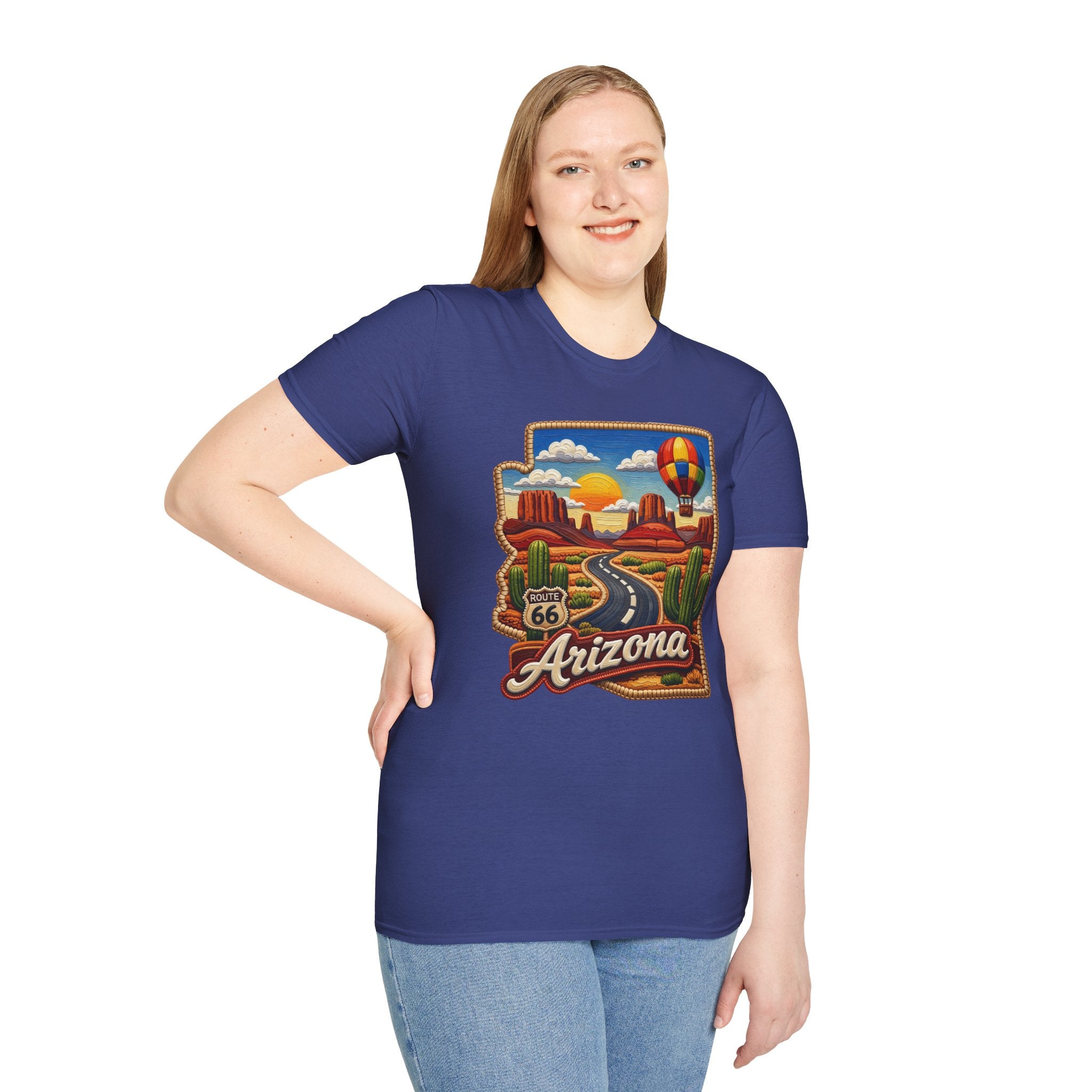 Arizona Route 66 Desert Road T-Shirt | Hot Air Balloon Southwestern Scene