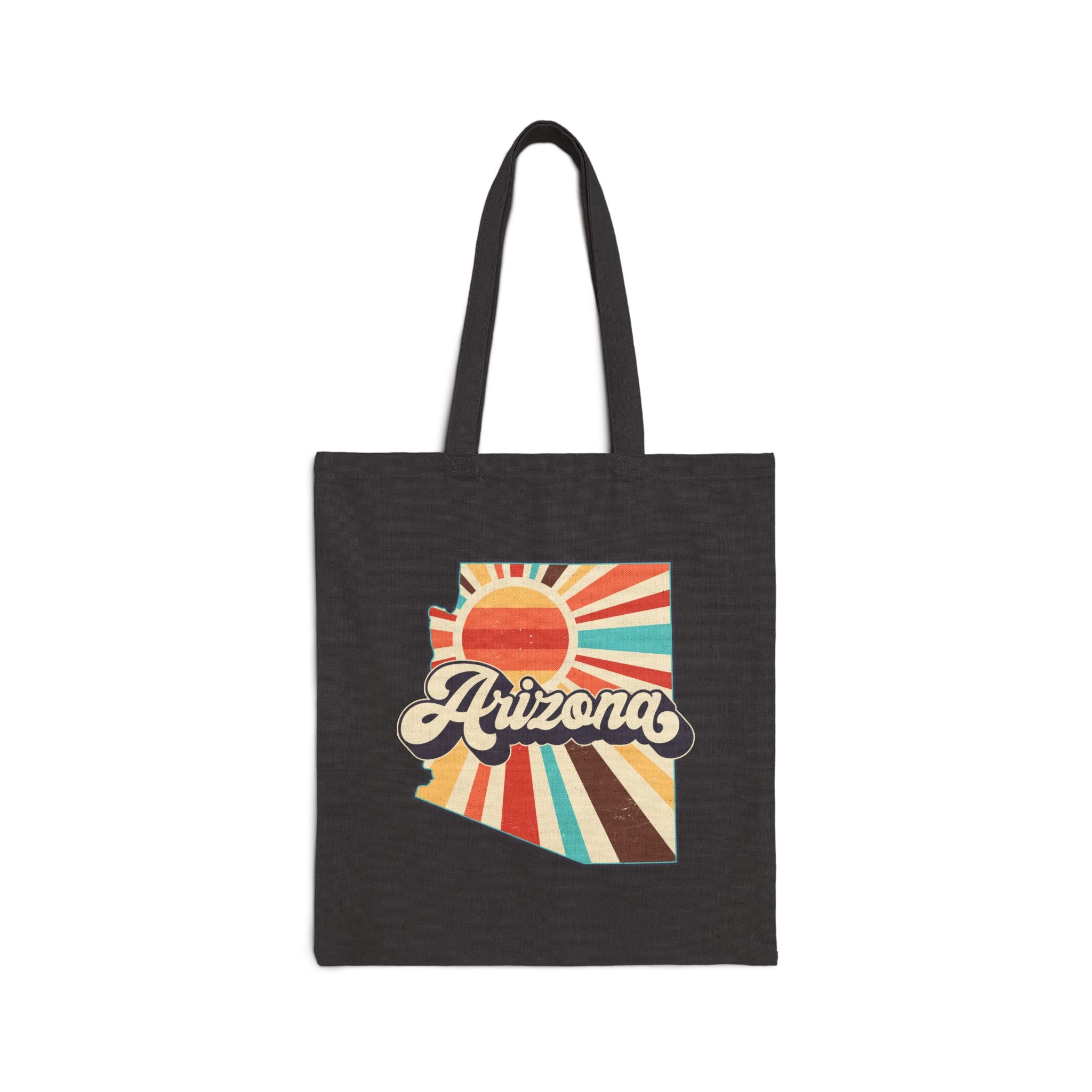 Arizona retro sunset Tote Bag | state outline, vintage rays