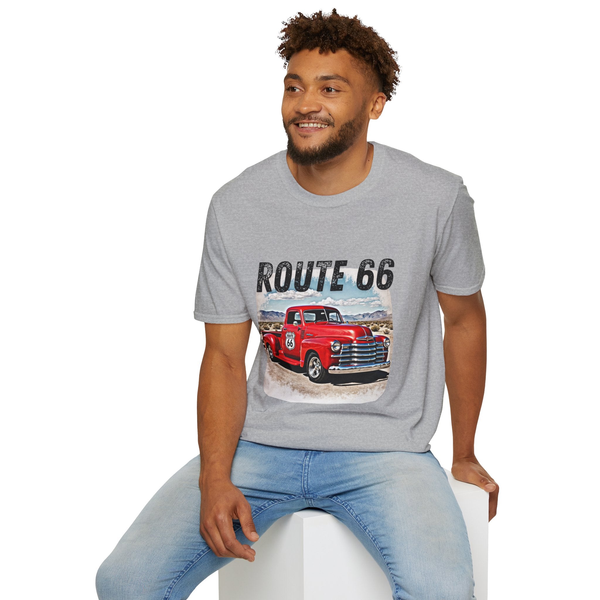 Route 66 Red Vintage Truck T-Shirt | Retro Highway Graphic