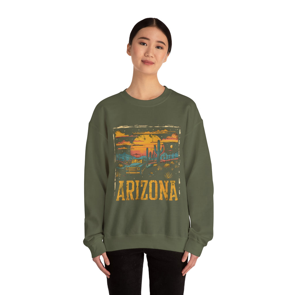 Arizona Desert Sunset Sweatshirt | Retro Cactus Landscape