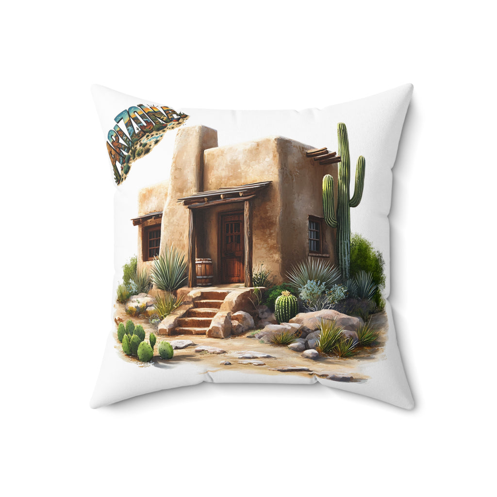 Arizona Desert Oasis Square Pillow, Southwestern Decor, Boho Home Accent, Cactus Pillow, Cozy Gift for Nature Lovers, Room Makeover AZ