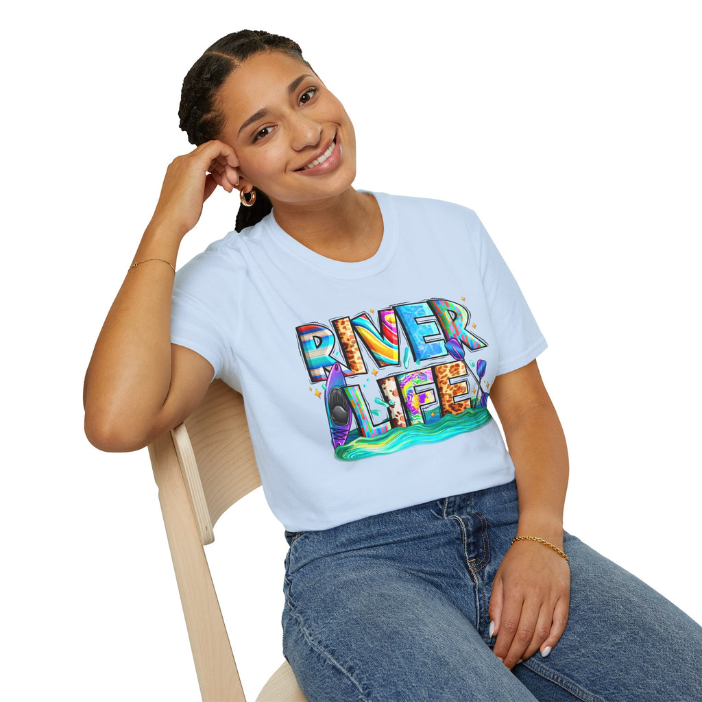 River Life T-Shirt | Colorful Fishing Scenic Graphic