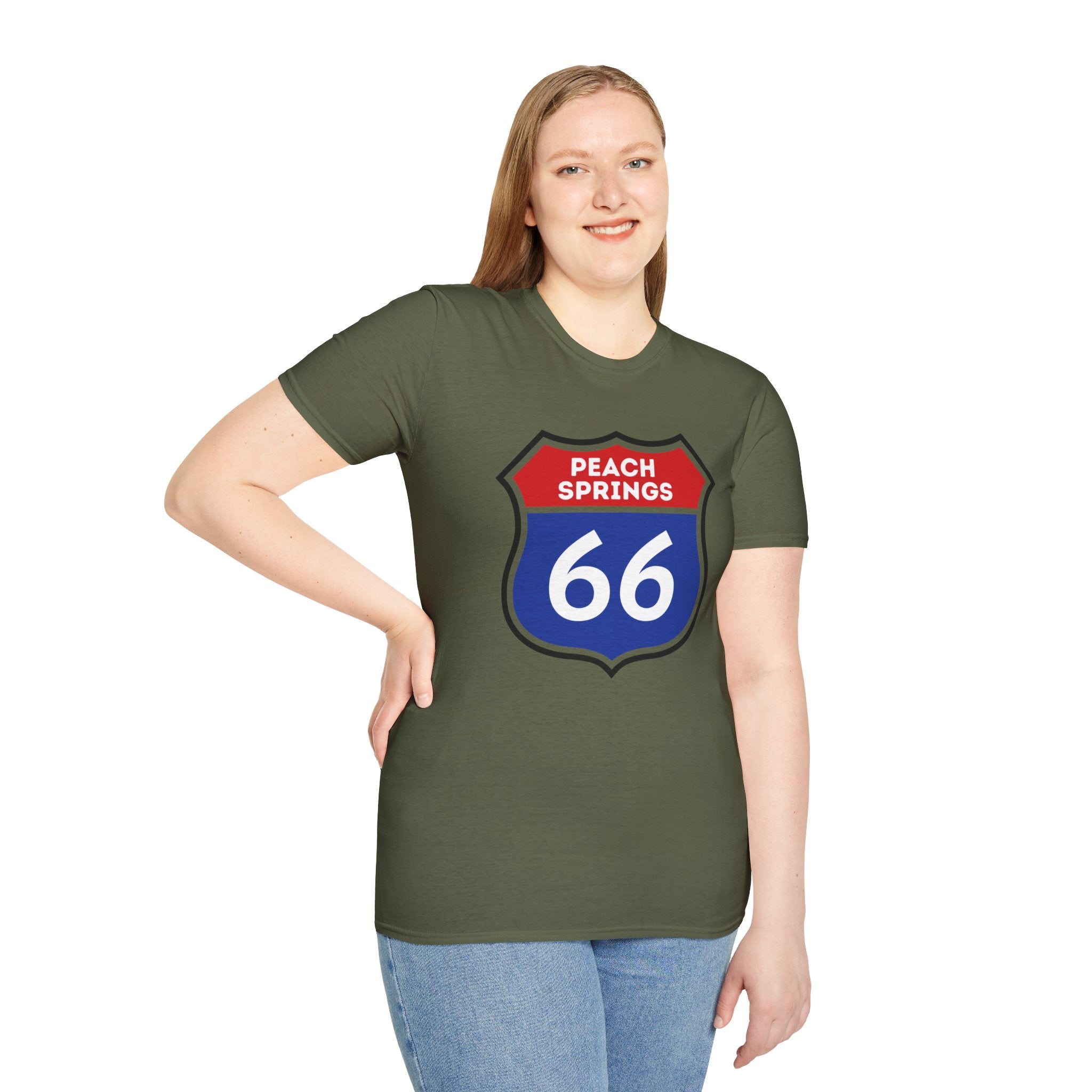 Peach Springs 66 Shield T-Shirt | Route 66 Road Sign Shirt