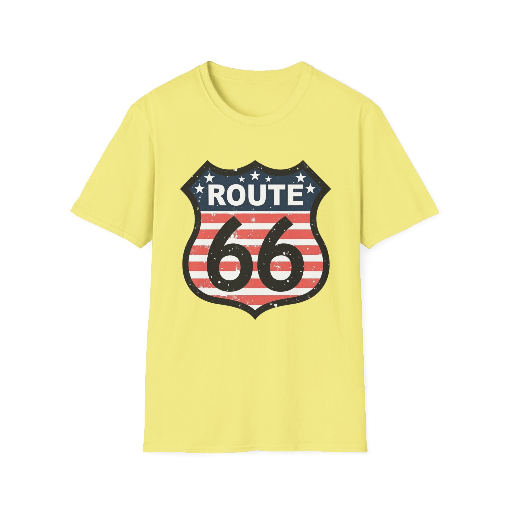Route 66 Shield T-Shirt | American Flag Vintage Road Sign