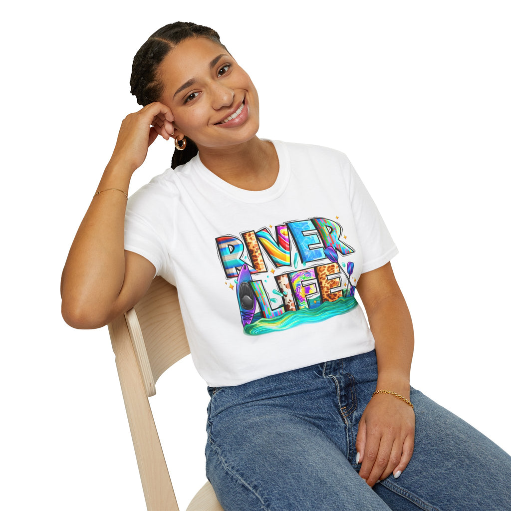River Life T-Shirt | Colorful Fishing Scenic Graphic